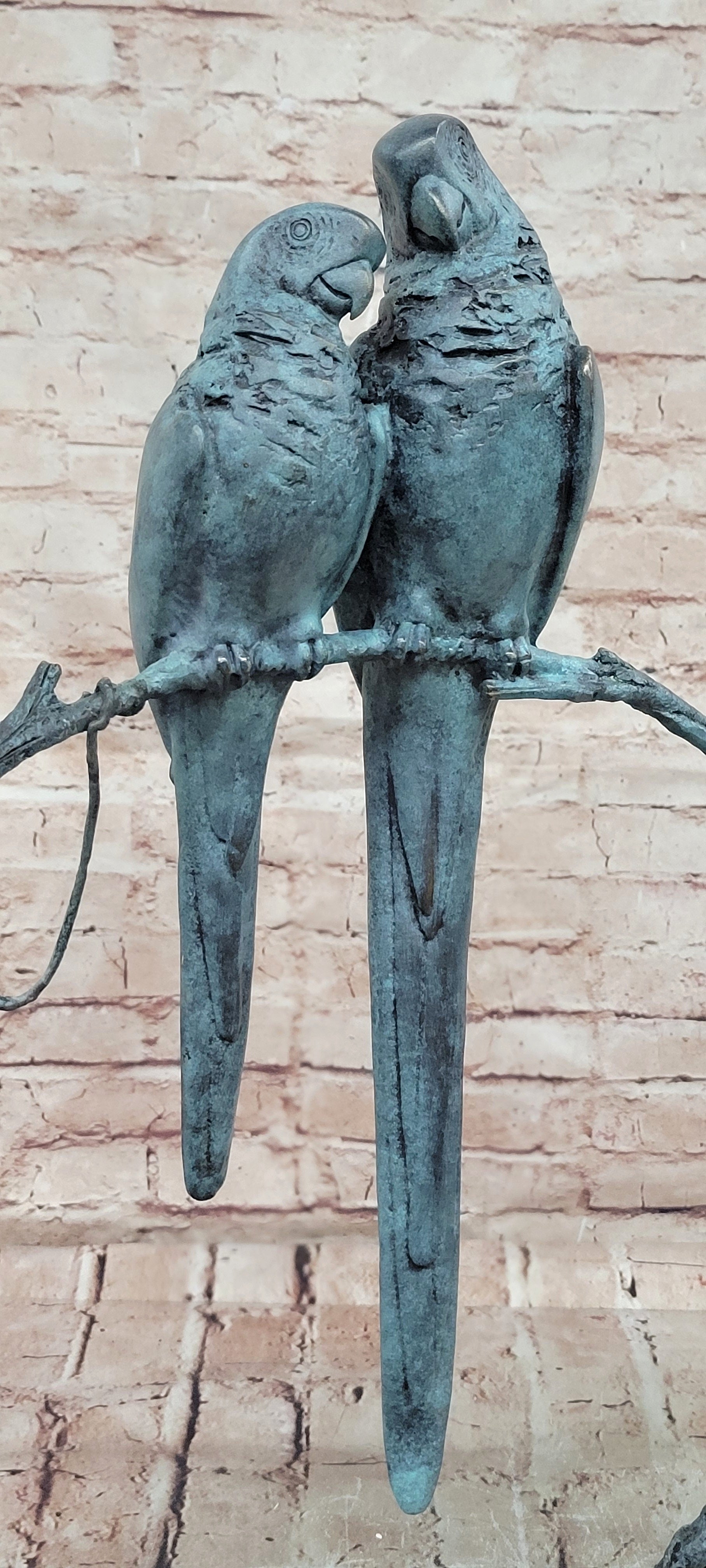 Bronze Parrot Statue Signed Cesaro Exotic Bird Sculpture Collectible Artwork