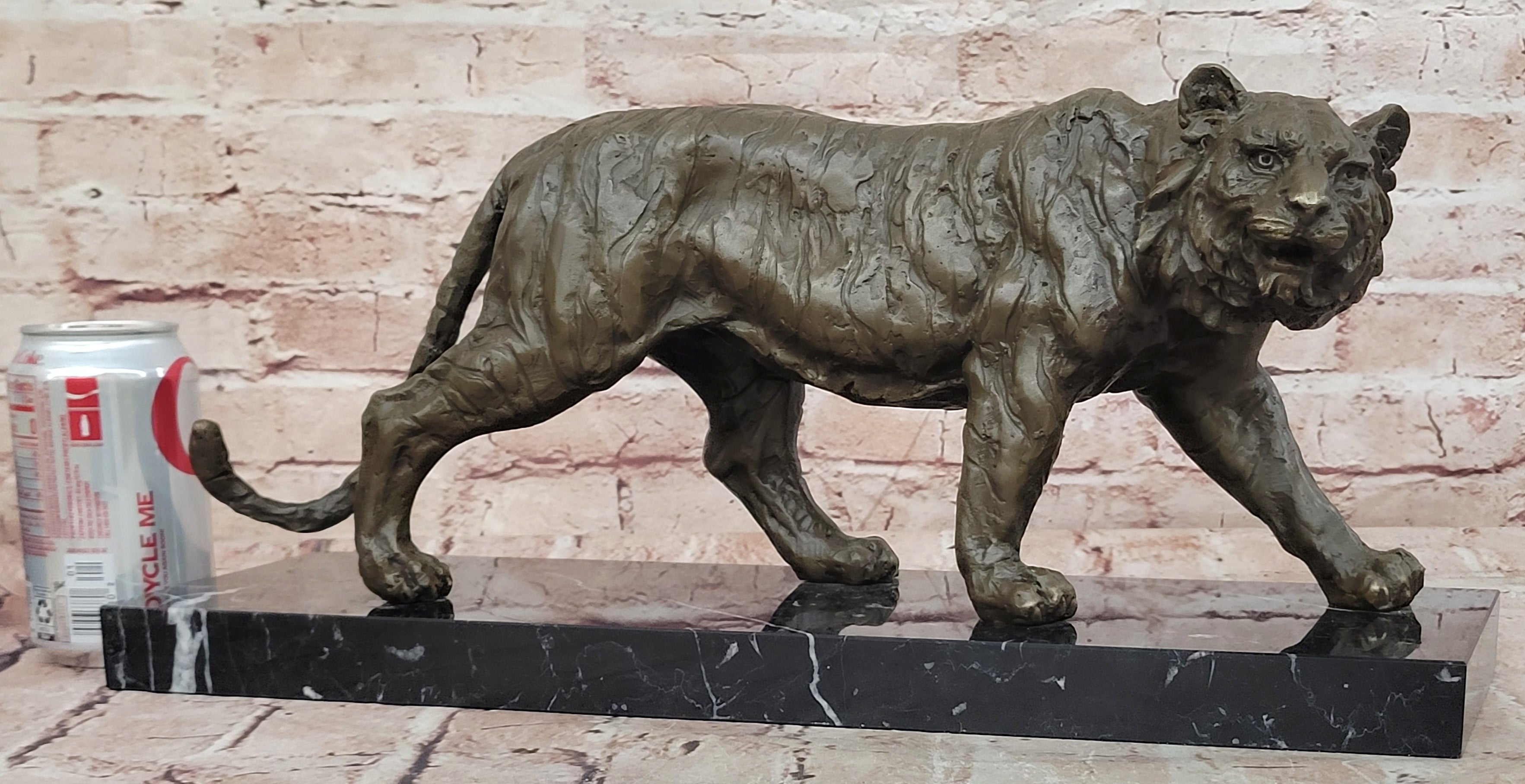 Bronze Stalking Tiger Sculpture Animal Figurine Museum Quality Statue Decor