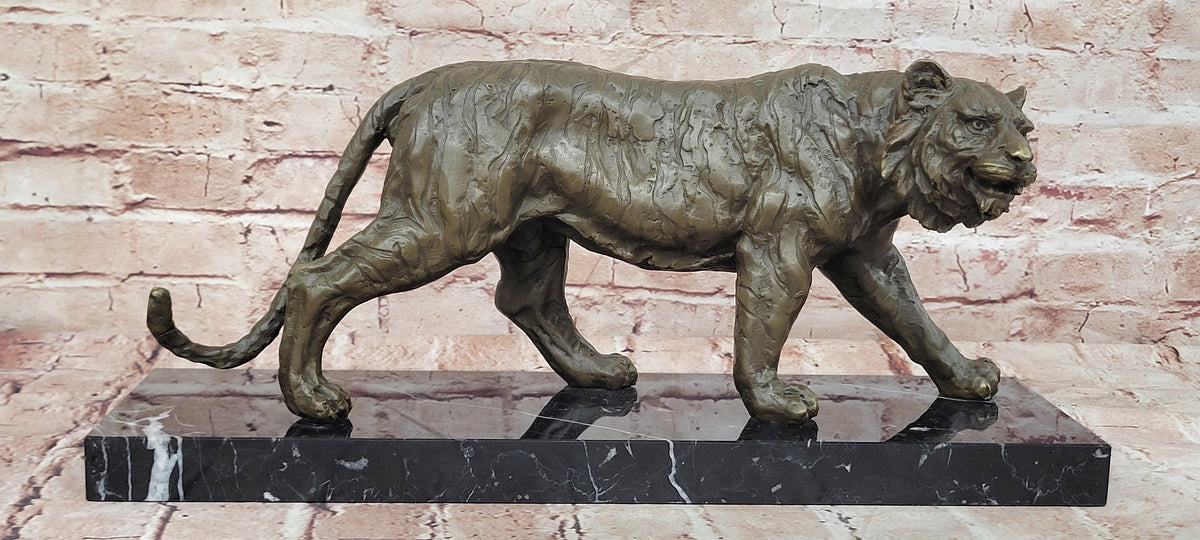 Bronze Stalking Tiger Sculpture Animal Figurine Museum Quality Statue Decor