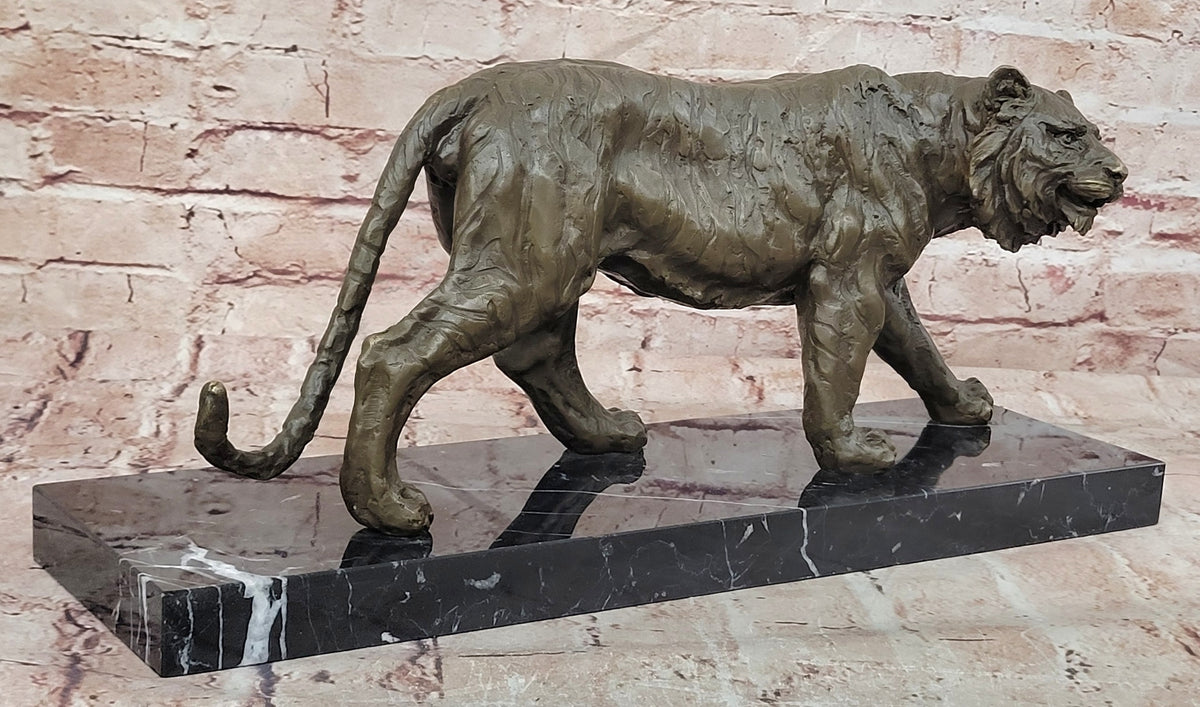 Bronze Stalking Tiger Sculpture Animal Figurine Museum Quality Statue Decor
