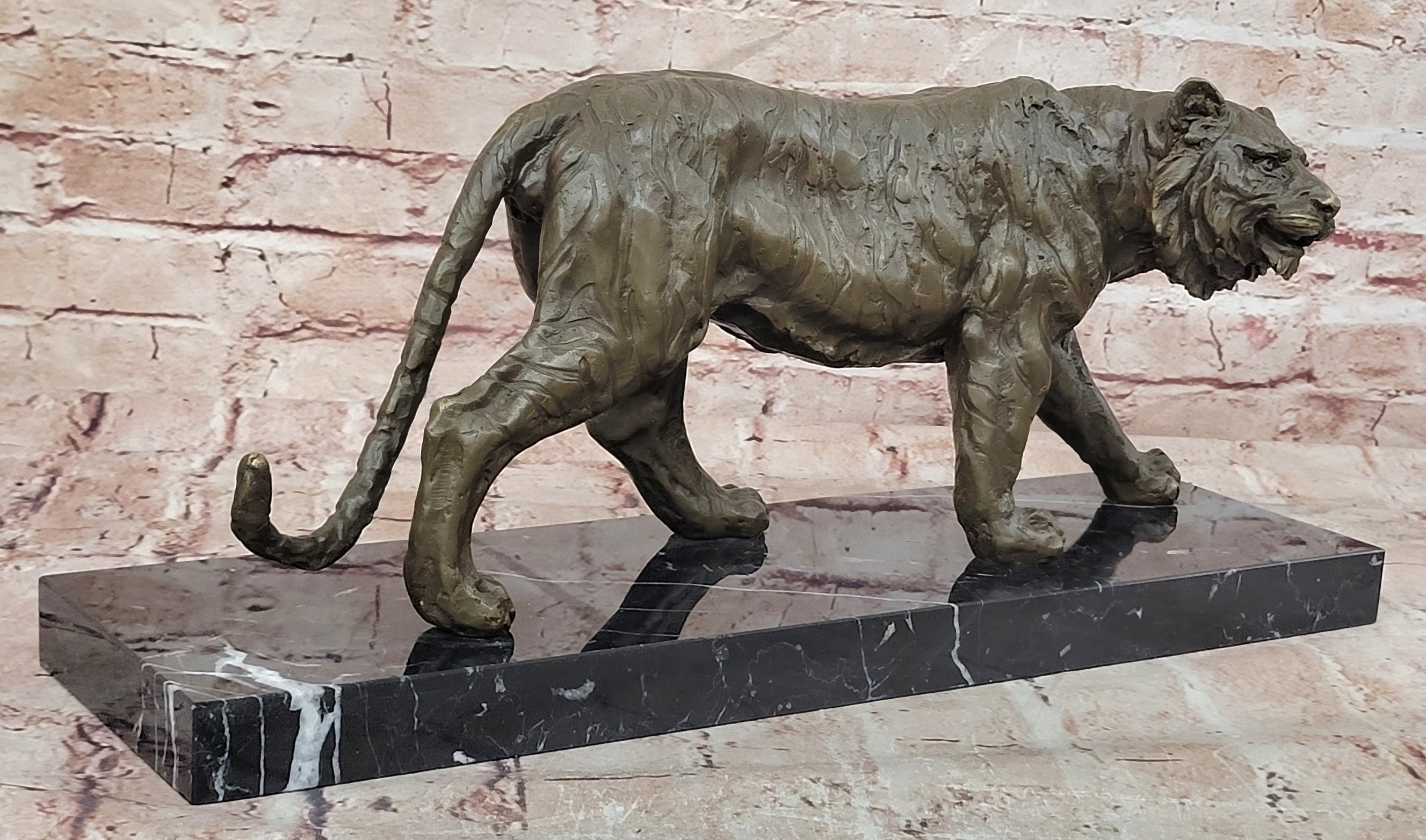 Bronze Stalking Tiger Sculpture Animal Figurine Museum Quality Statue Decor