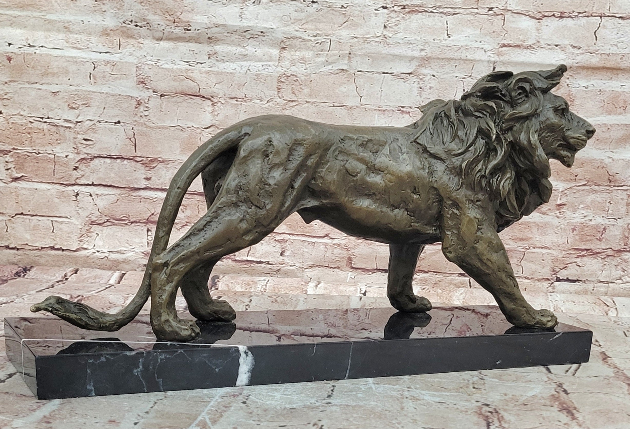 Antoine Barye Bronze Lion Figurine Hot Cast Collector Fine Art Sculpture