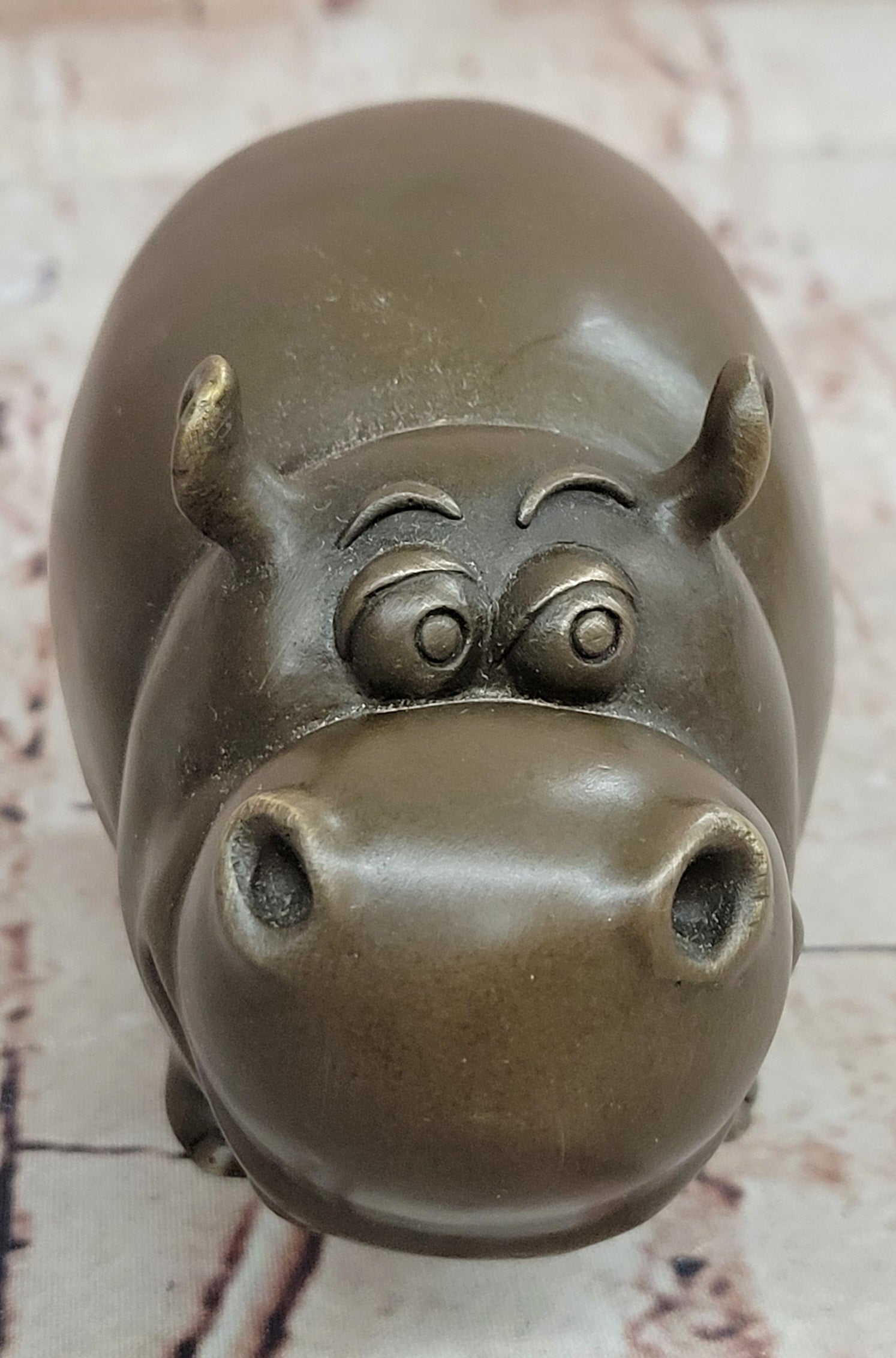 Handmade Milo Bronze Hippo Animal Sculpture Collectible Artwork
