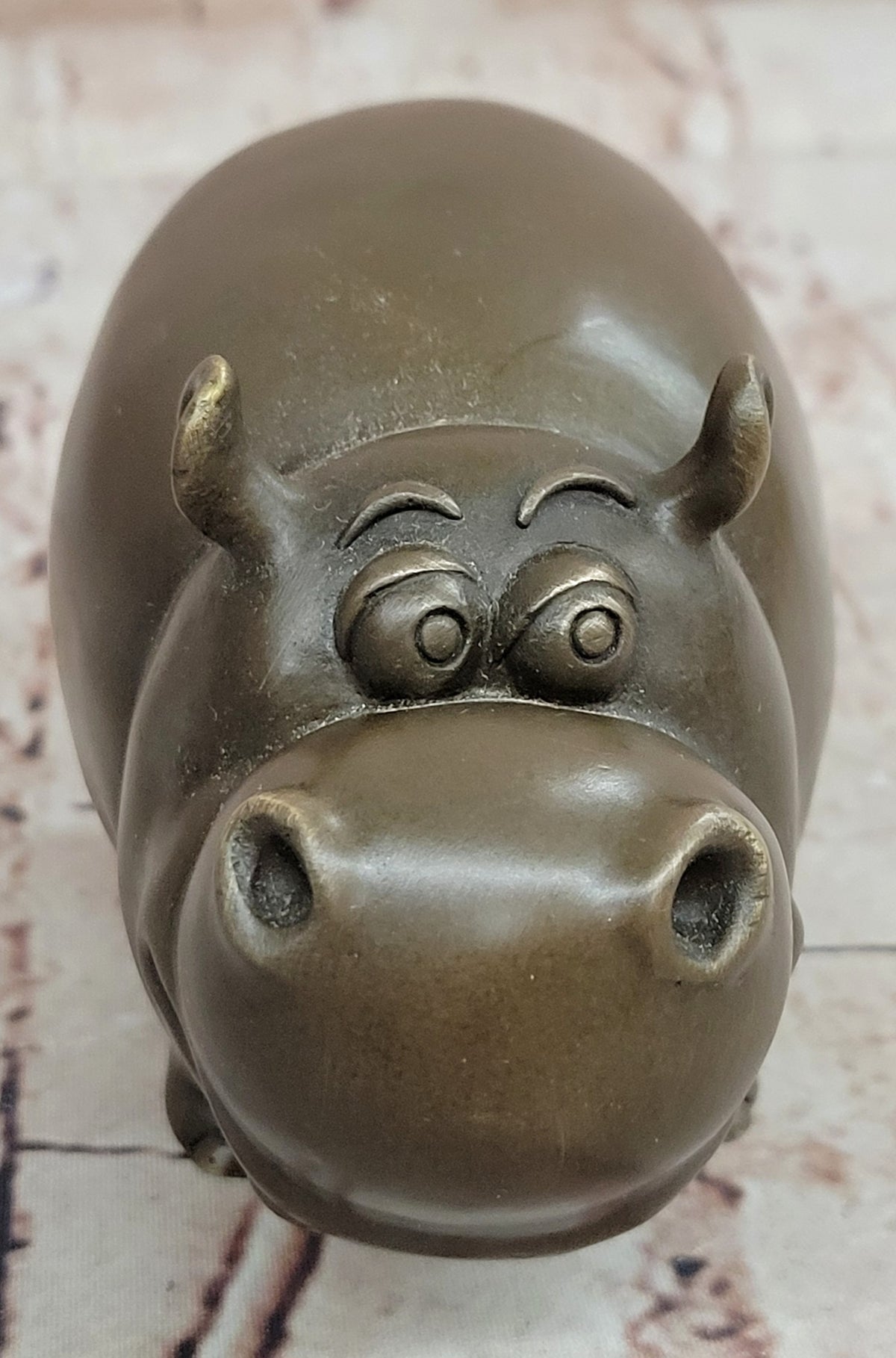 Handmade Milo Bronze Hippo Animal Sculpture Collectible Artwork