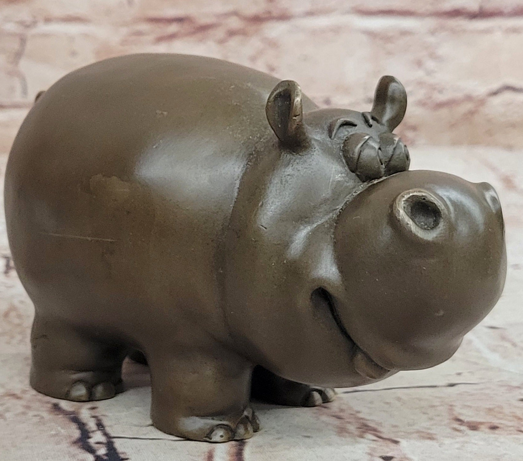Handmade Milo Bronze Hippo Animal Sculpture Collectible Artwork