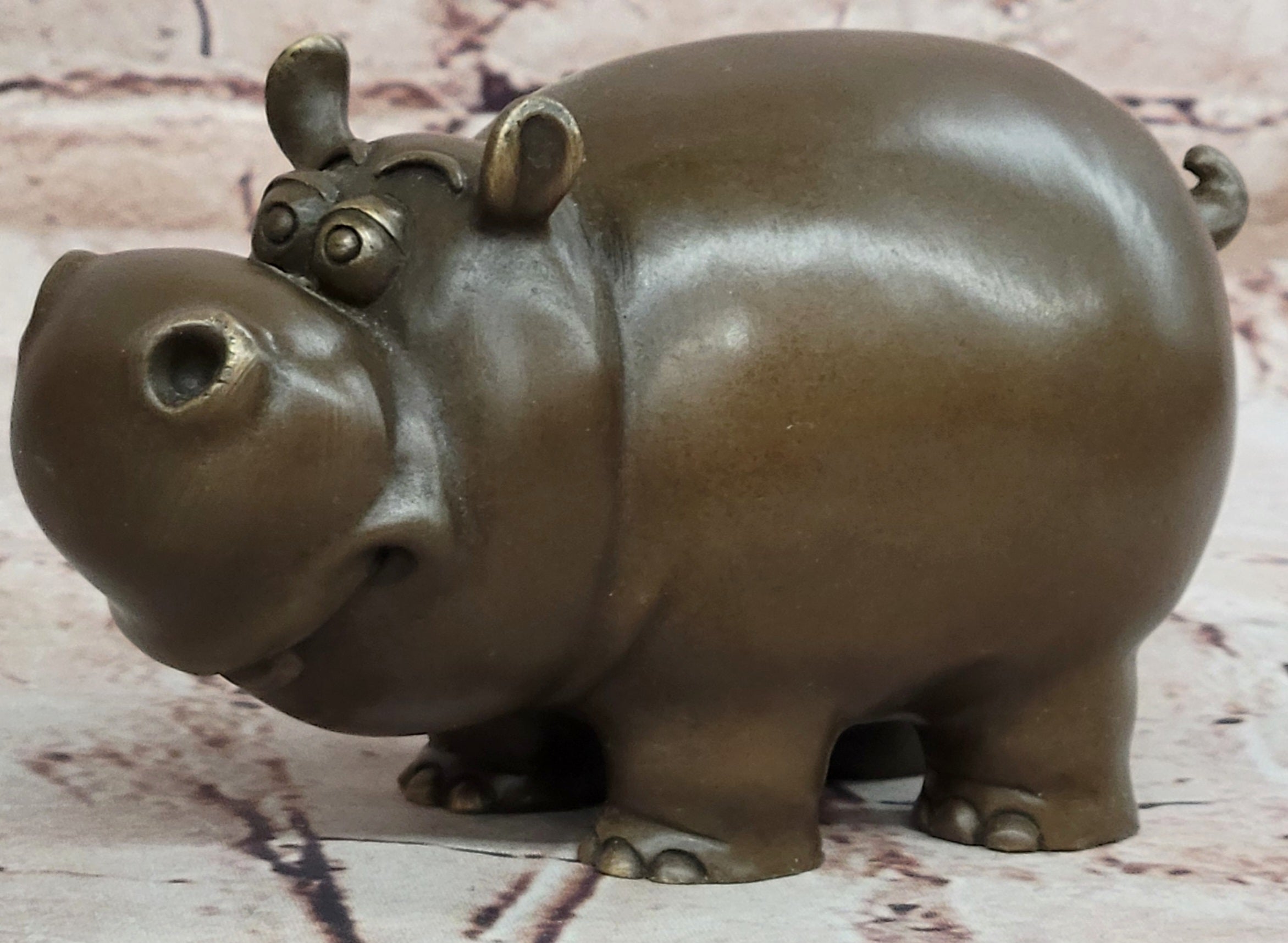Handmade Milo Bronze Hippo Animal Sculpture Collectible Artwork