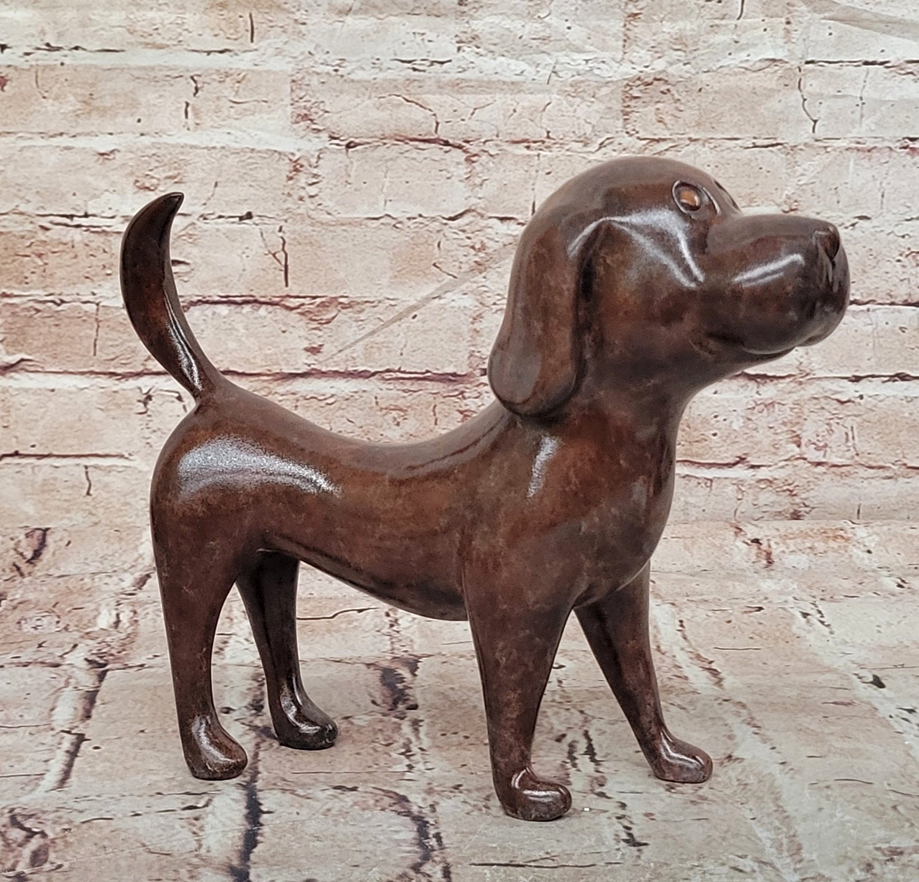 Bronze Abstract Labrador Dog Sculpture Signed Milo Special Patina Collectible Statue