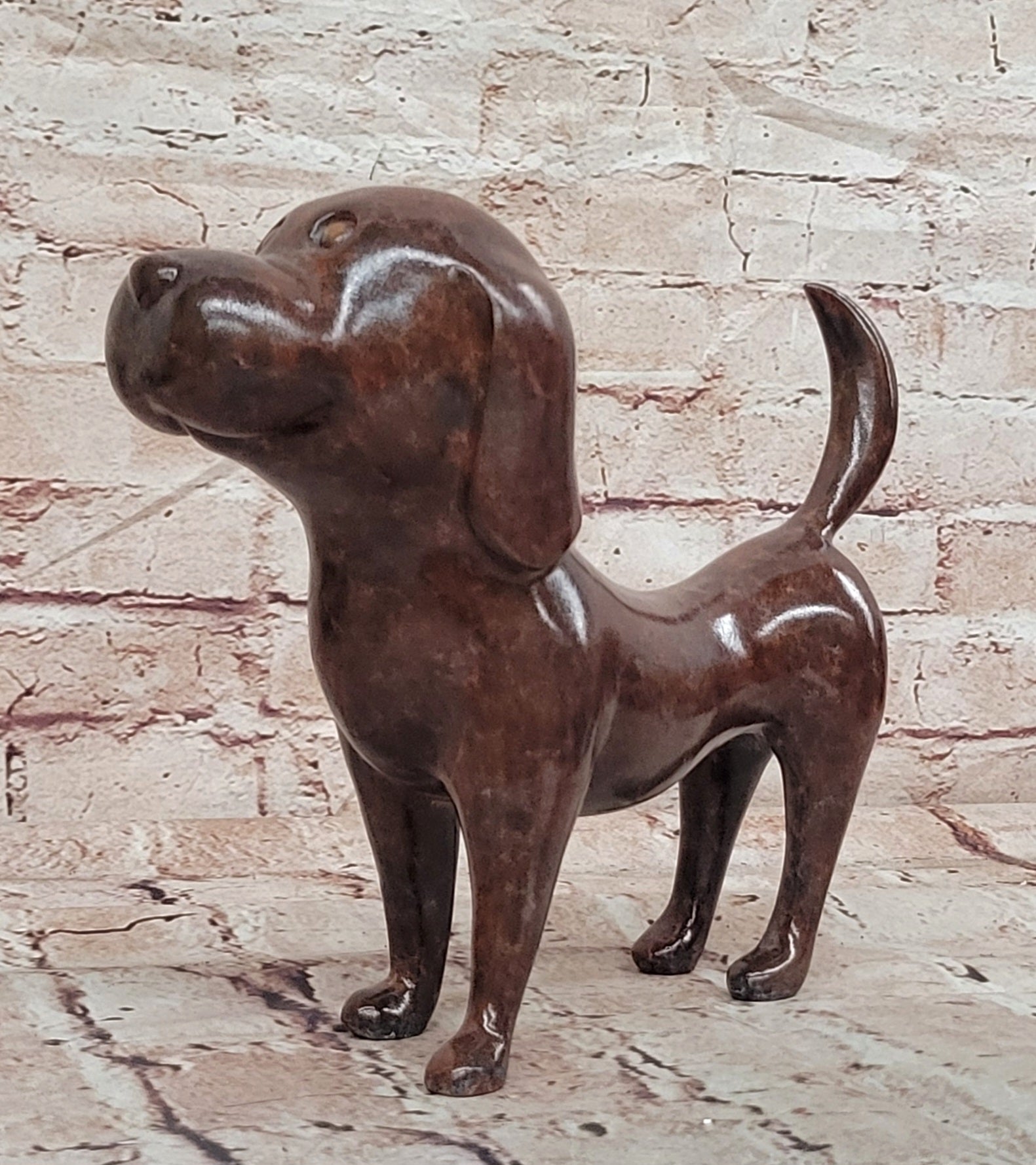 Bronze Abstract Labrador Dog Sculpture Signed Milo Special Patina Collectible Statue