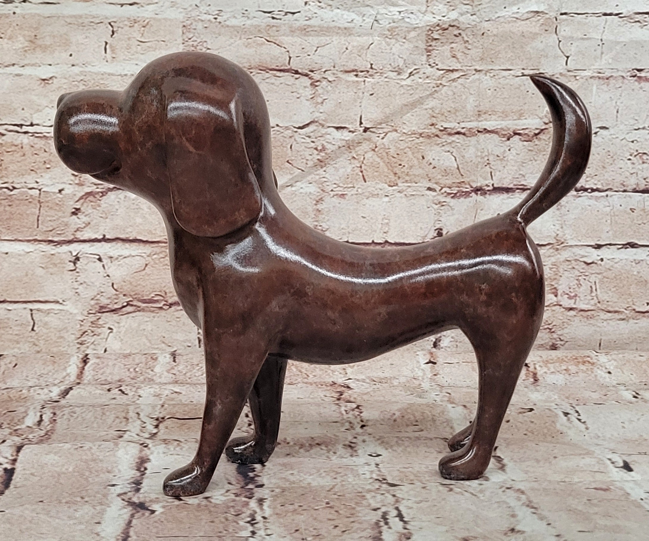 Bronze Abstract Labrador Dog Sculpture Signed Milo Special Patina Collectible Statue