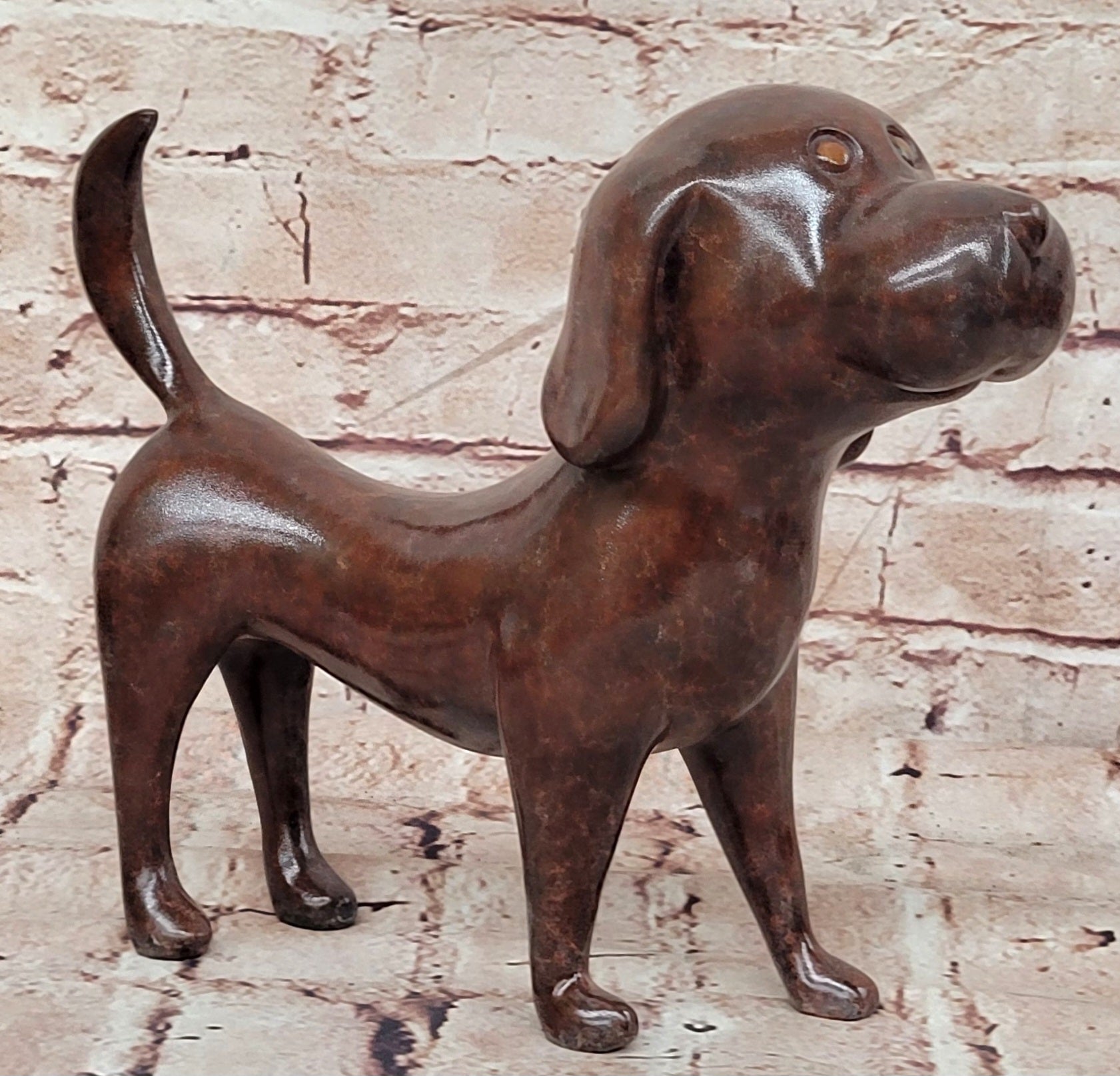 Bronze Abstract Labrador Dog Sculpture Signed Milo Special Patina Collectible Statue