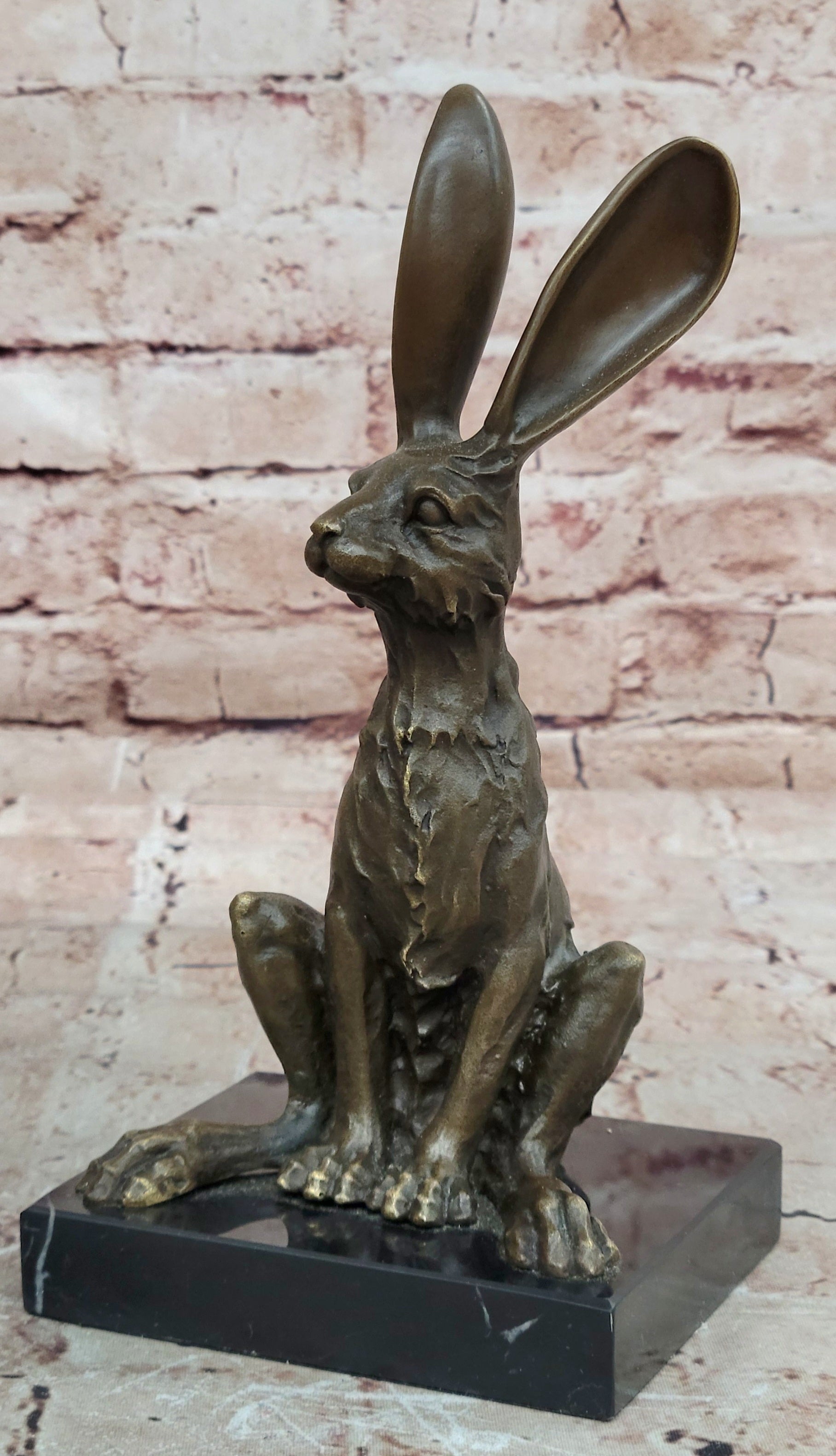 Bronze Hare Figurine Handmade Milo Collectible Hot Cast Artwork Art