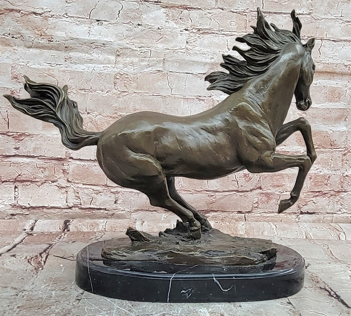 Wild Horse Stallion Bronze Sculpture - Original Signed Artwork - Art Deco & Nouveau Style