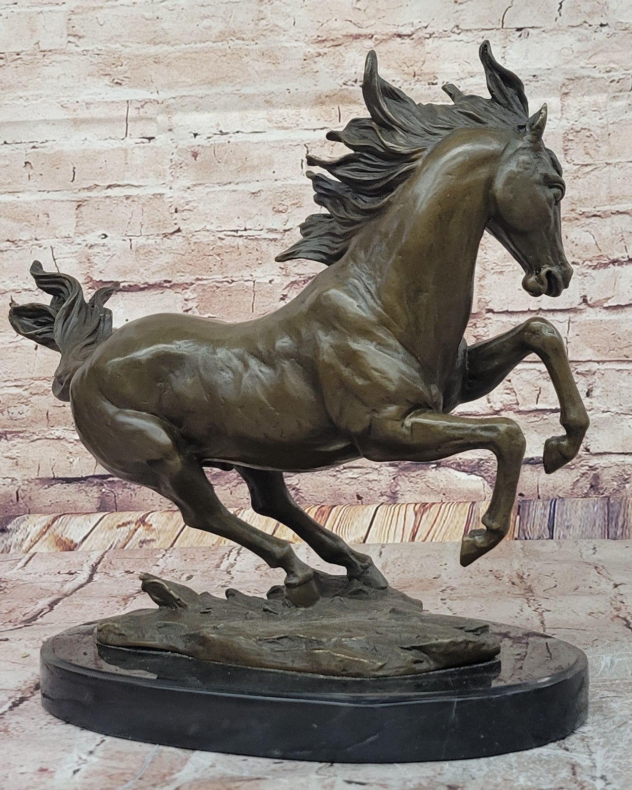 Wild Horse Stallion Bronze Sculpture - Original Signed Artwork - Art Deco & Nouveau Style