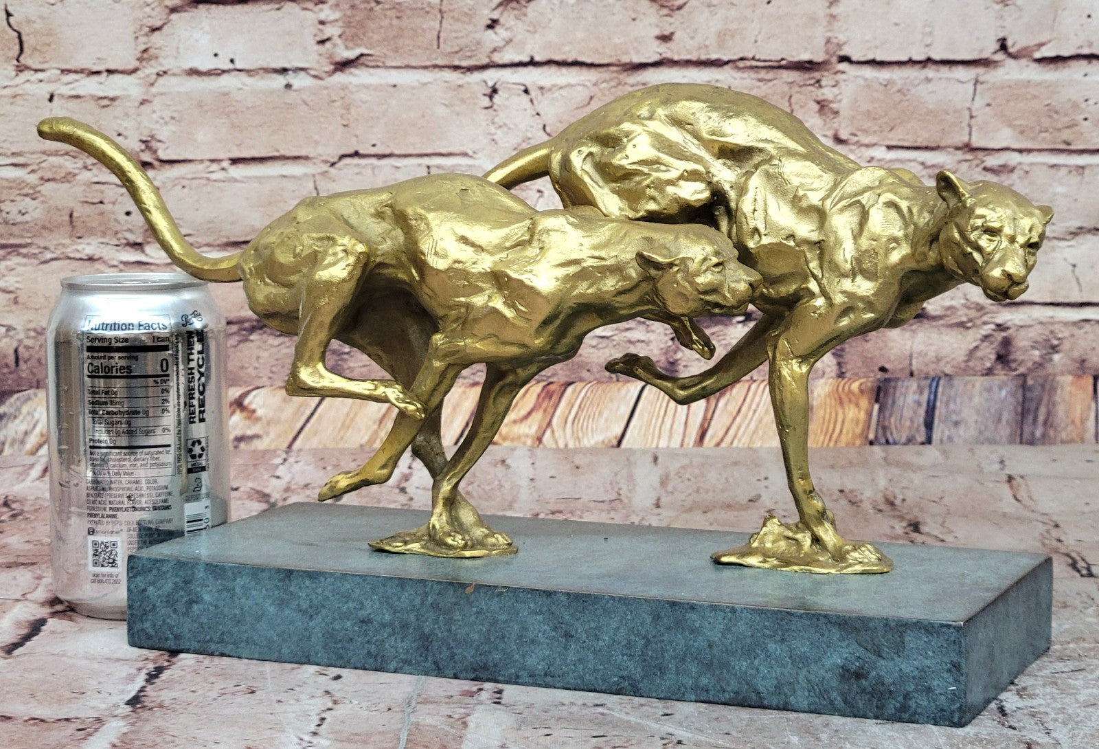 Wildlife Bronze Statue of a Cougar Jaguar Leopard Elegant Home Decoration Artwork