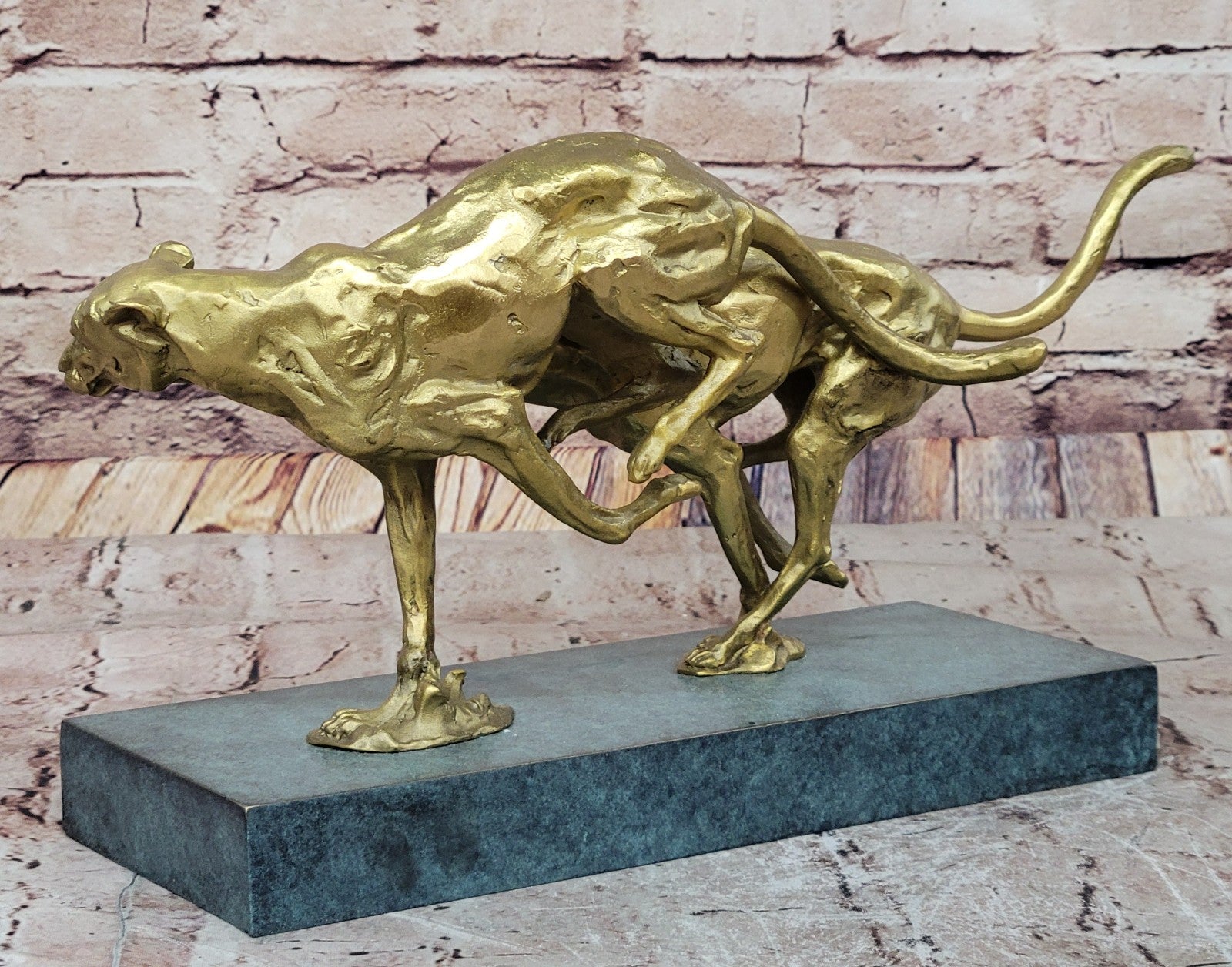 Wildlife Bronze Statue of a Cougar Jaguar Leopard Elegant Home Decoration Artwork