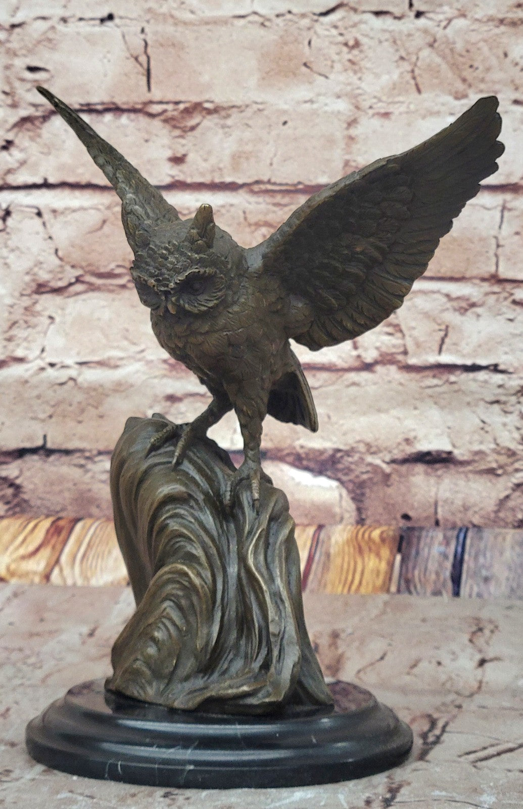 Owl Sculpture in Genuine Bronze – Hunter’s Gift, Forest & Garden Decoration