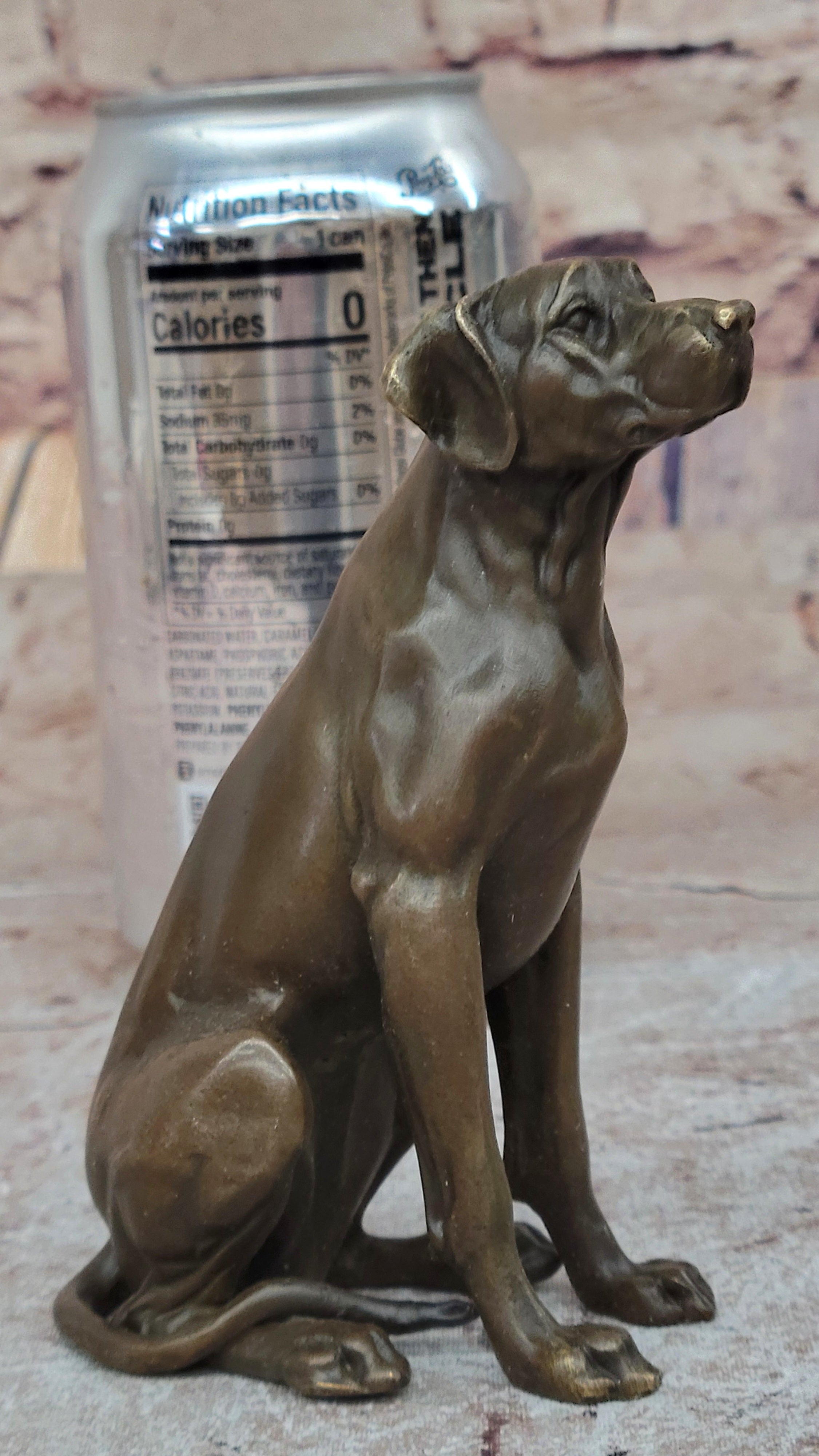 Hot Cast Bronze Hunting Dog Figurine - Seated Labrador Retriever - Paperweight Decor