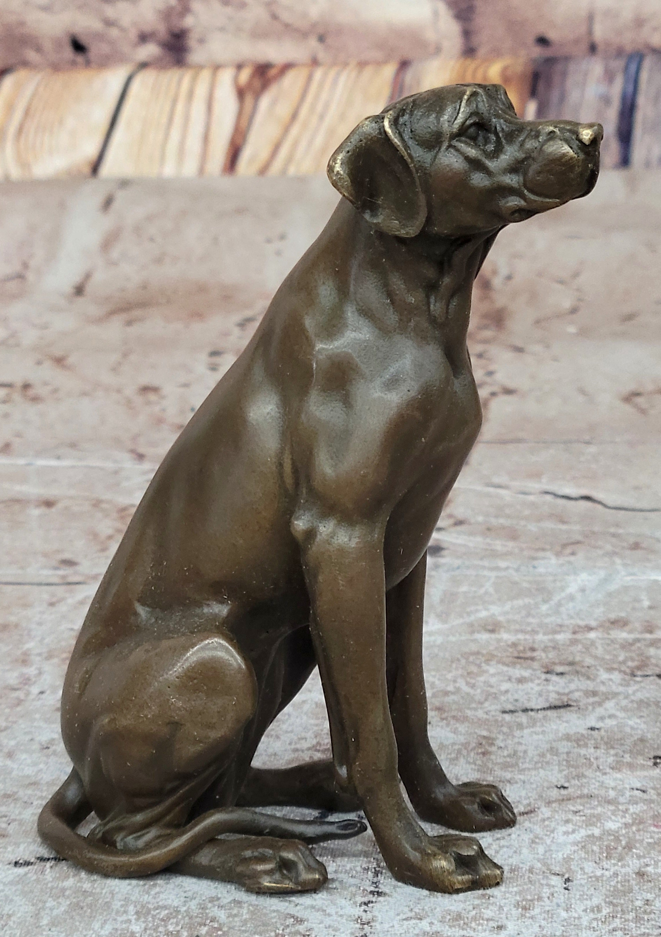 Hot Cast Bronze Hunting Dog Figurine - Seated Labrador Retriever - Paperweight Decor