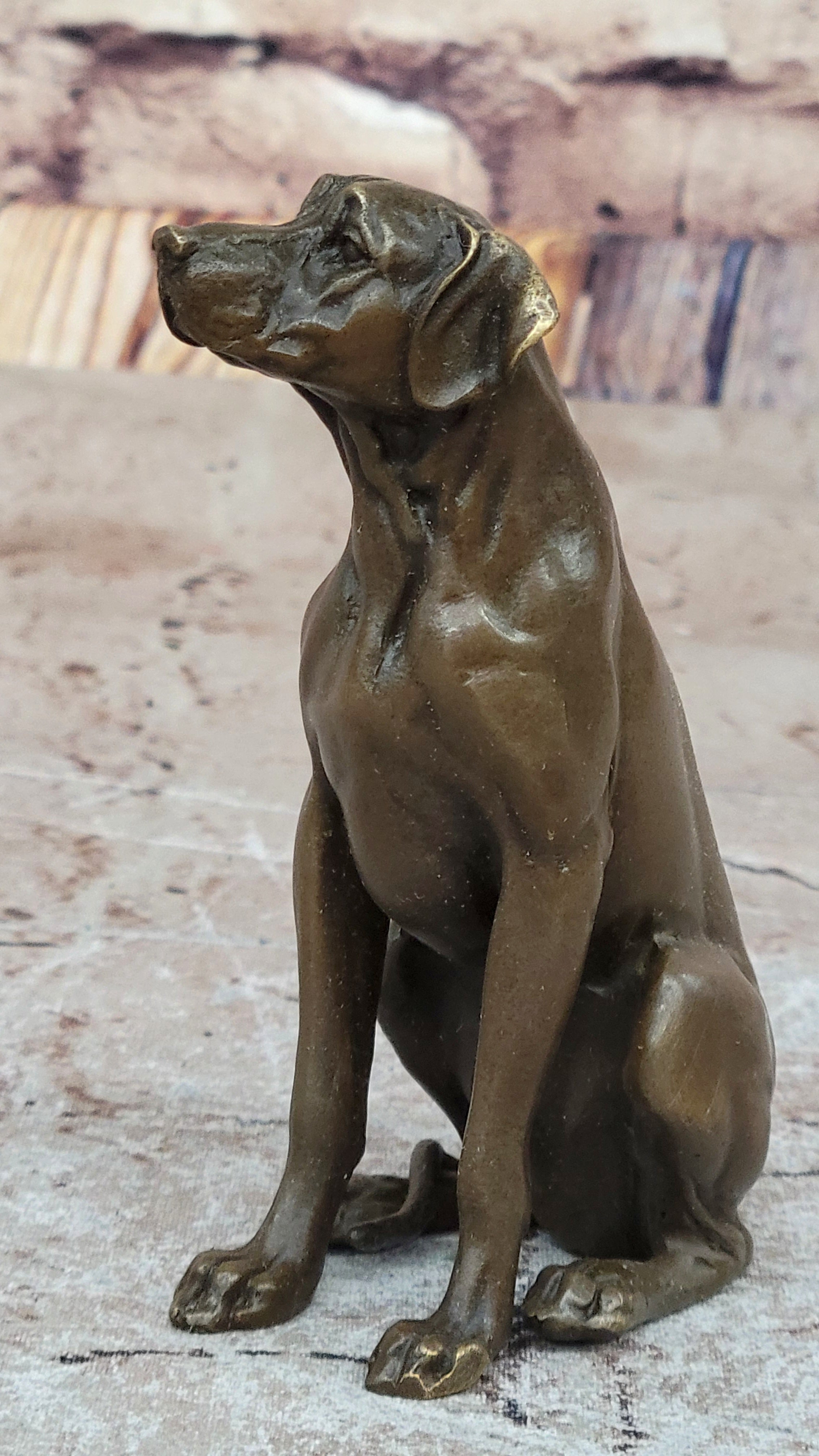 Hot Cast Bronze Hunting Dog Figurine - Seated Labrador Retriever - Paperweight Decor