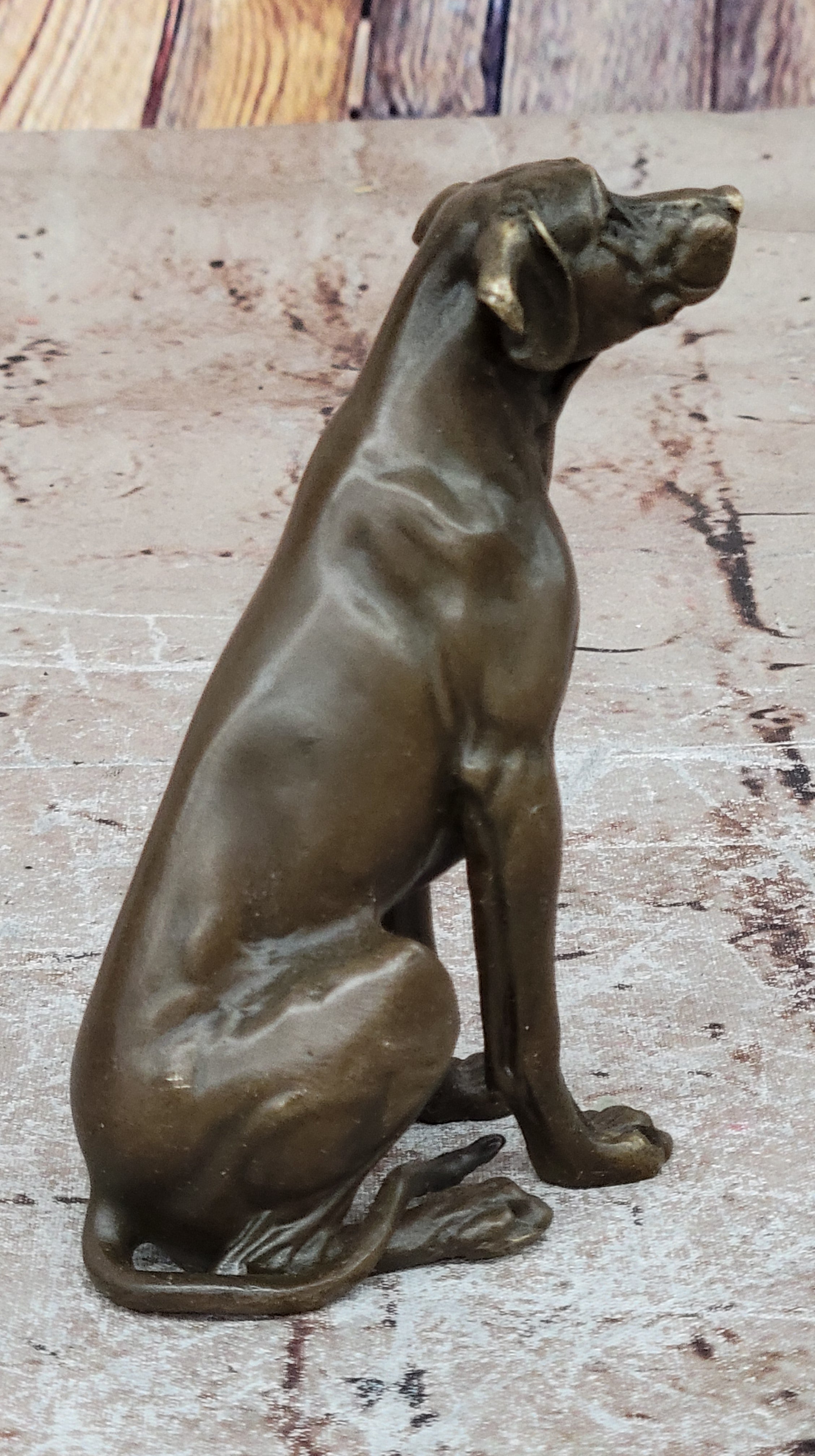 Hot Cast Bronze Hunting Dog Figurine - Seated Labrador Retriever - Paperweight Decor