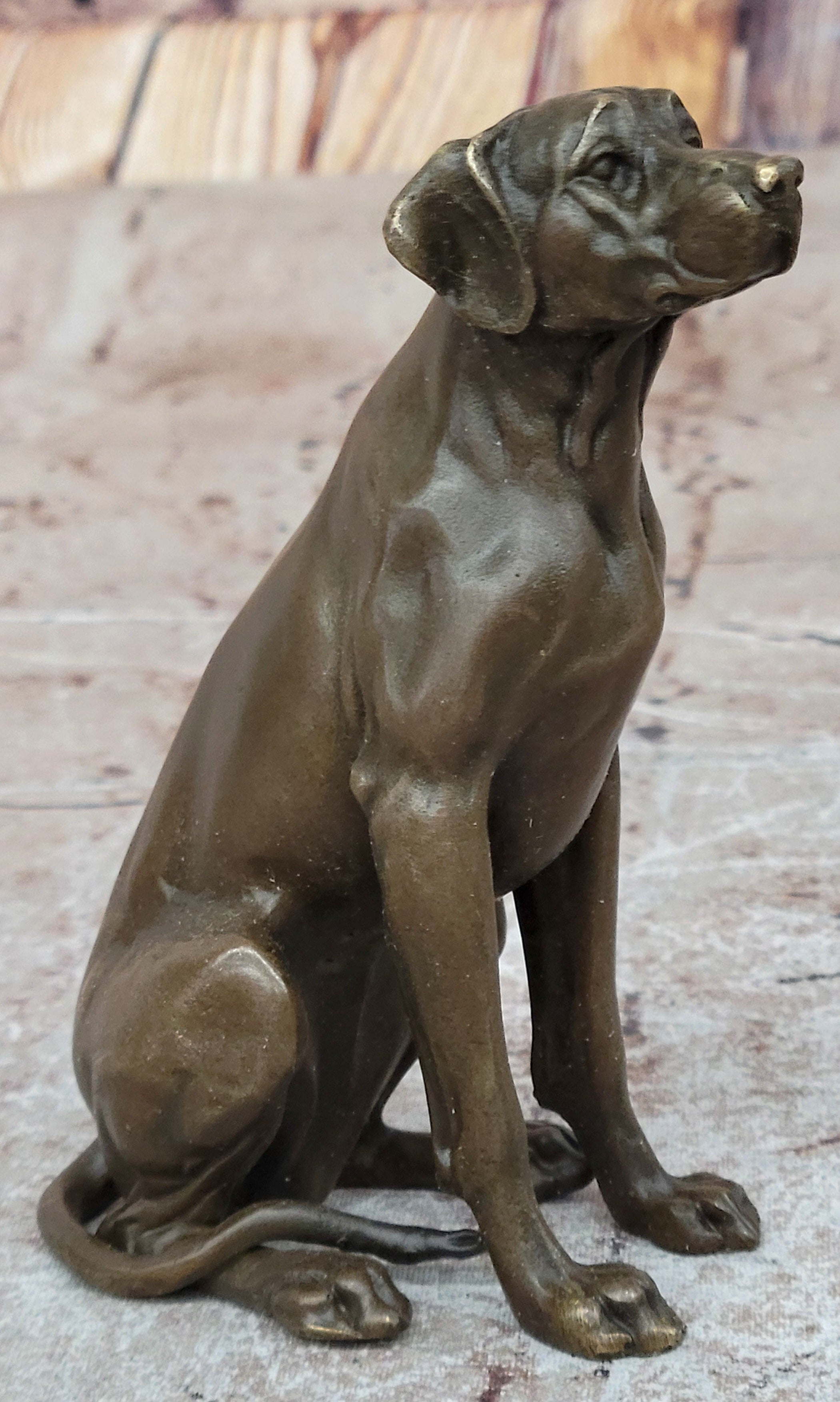 Hot Cast Bronze Hunting Dog Figurine - Seated Labrador Retriever - Paperweight Decor