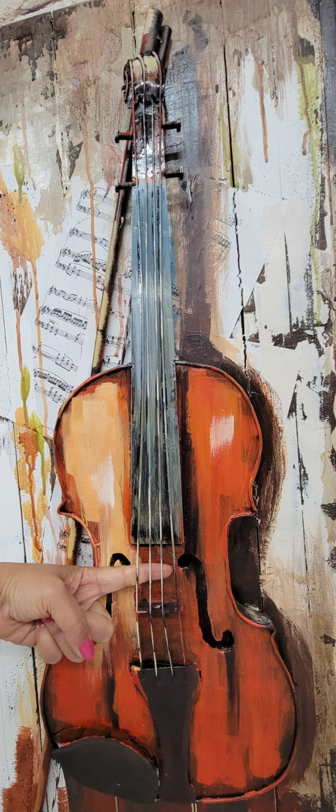 3D Original Metal Wall Art Abstract modern violin Painting Sculpture Indoor NEW