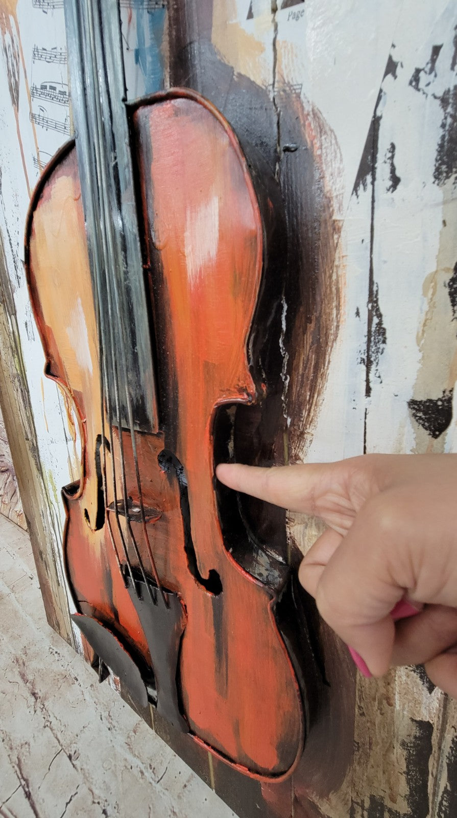 3D Original Metal Wall Art Abstract modern violin Painting Sculpture Indoor NEW