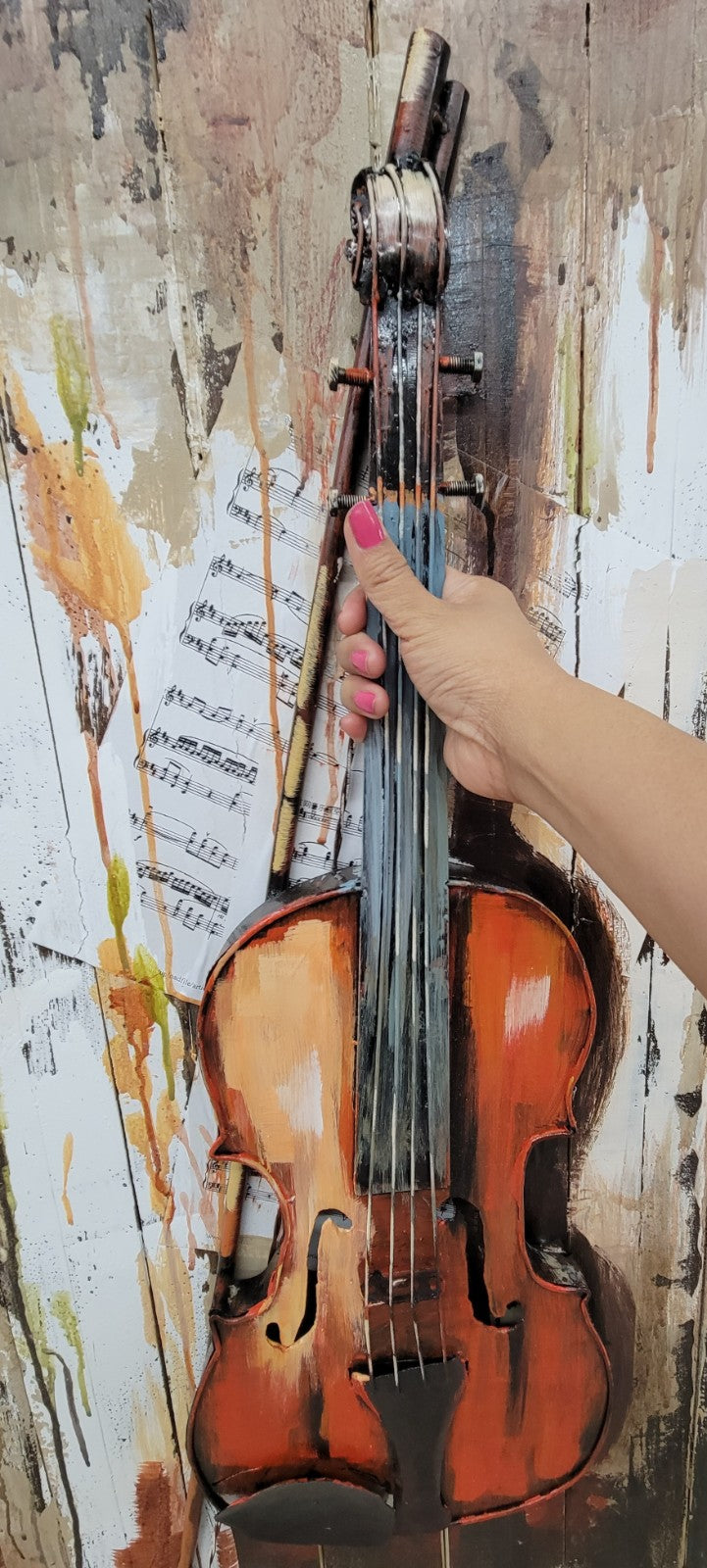 3D Original Metal Wall Art Abstract modern violin Painting Sculpture Indoor NEW