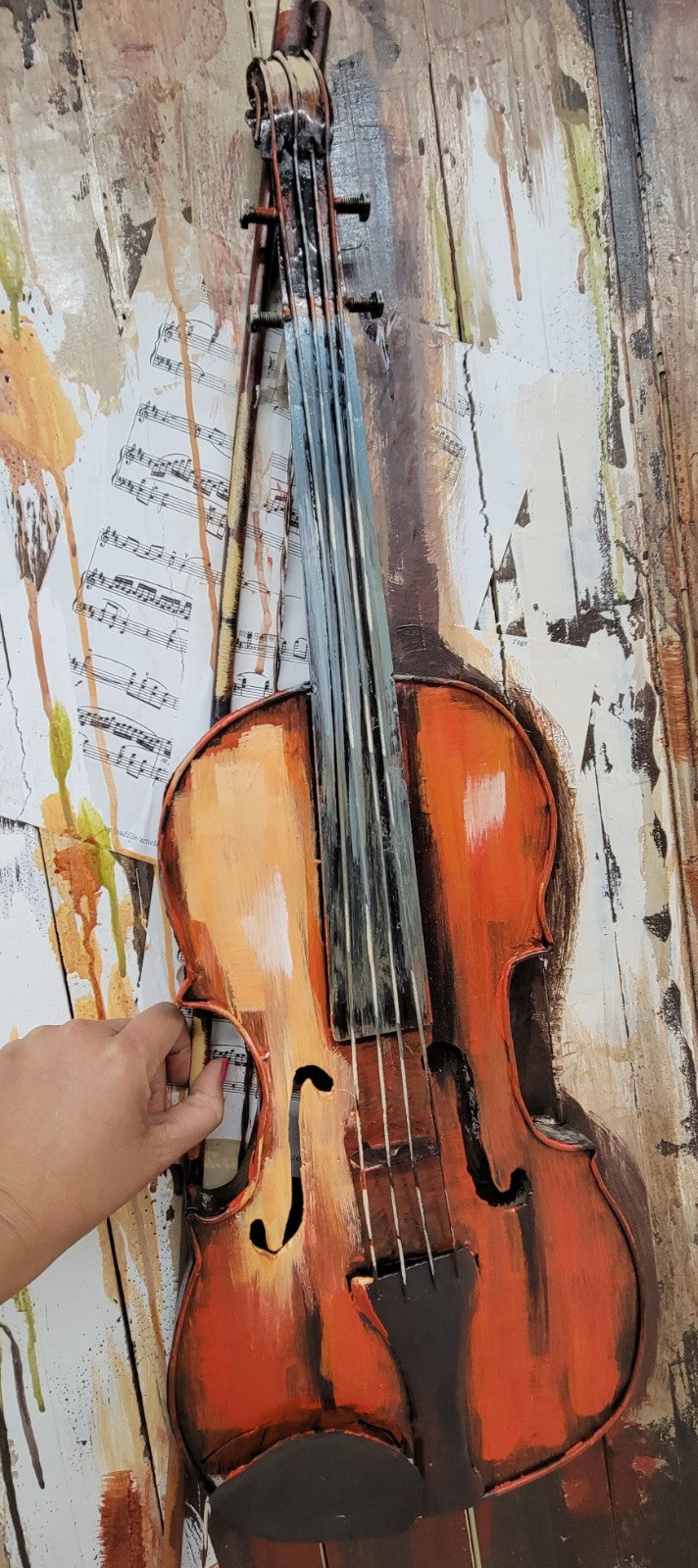 3D Original Metal Wall Art Abstract modern violin Painting Sculpture Indoor NEW