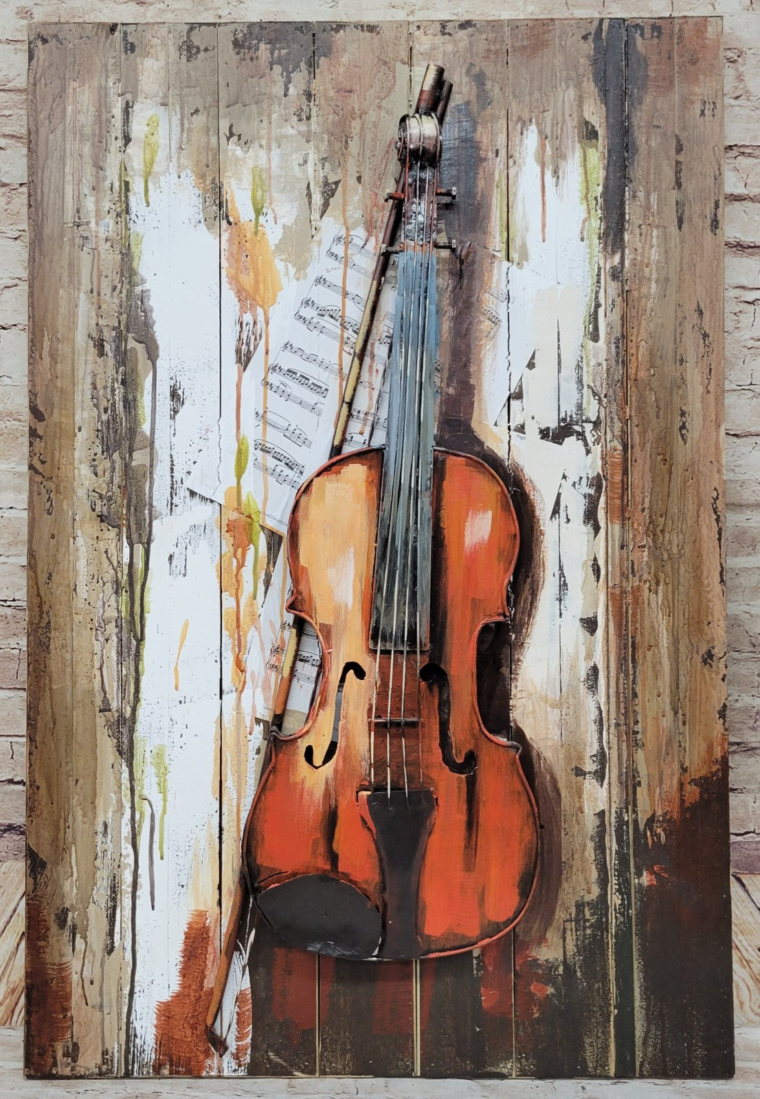3D Original Metal Wall Art Abstract modern violin Painting Sculpture Indoor NEW