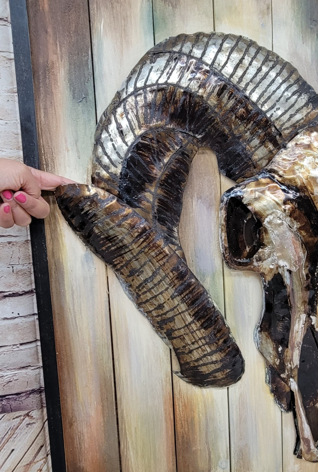 3D Oil Painting on Canvas Modern Art with Framed Cute Ram Head Animal Home Decor