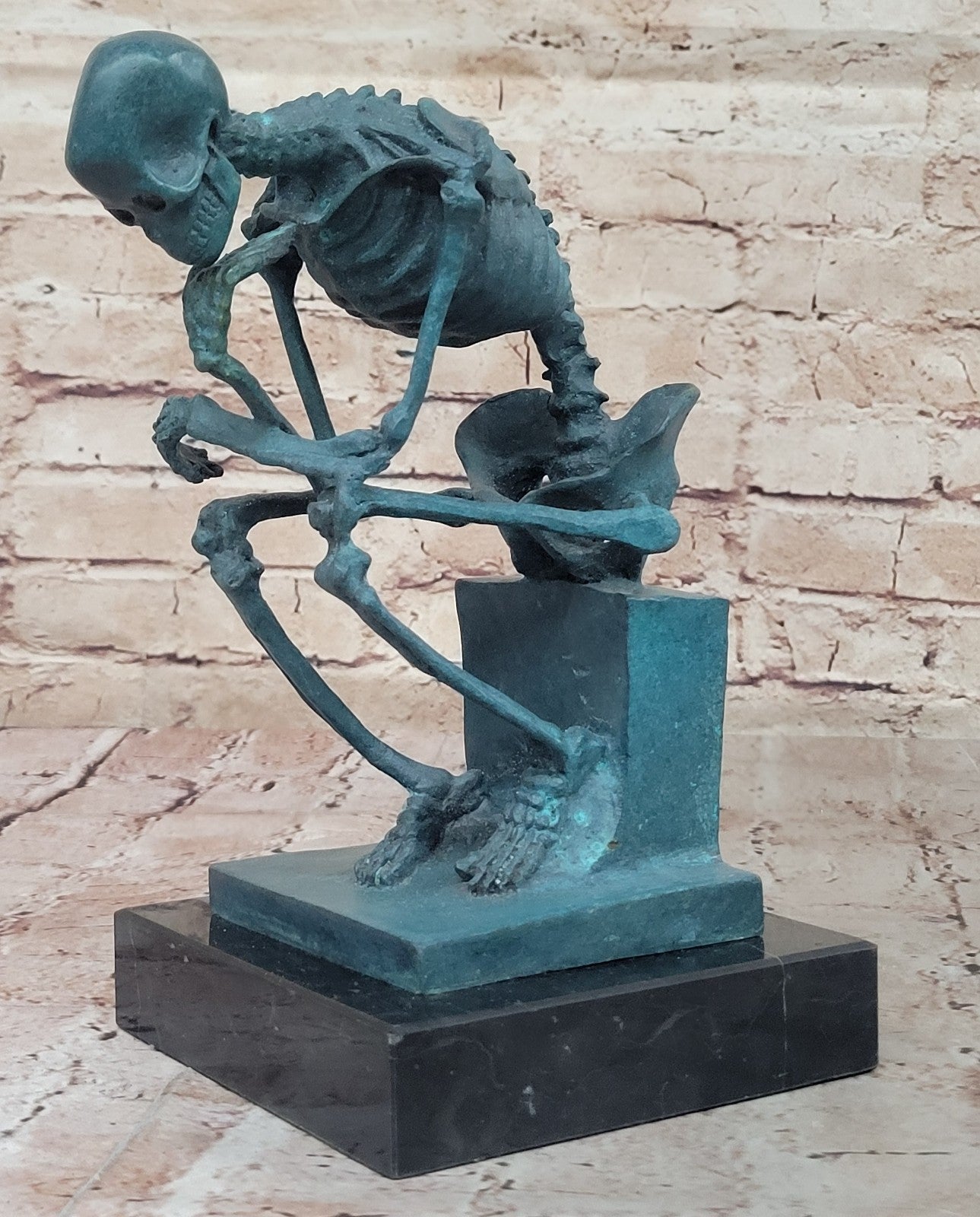 Bronze Sculpture Large Skeleton Halloween Home Office Decoration Figurine Large