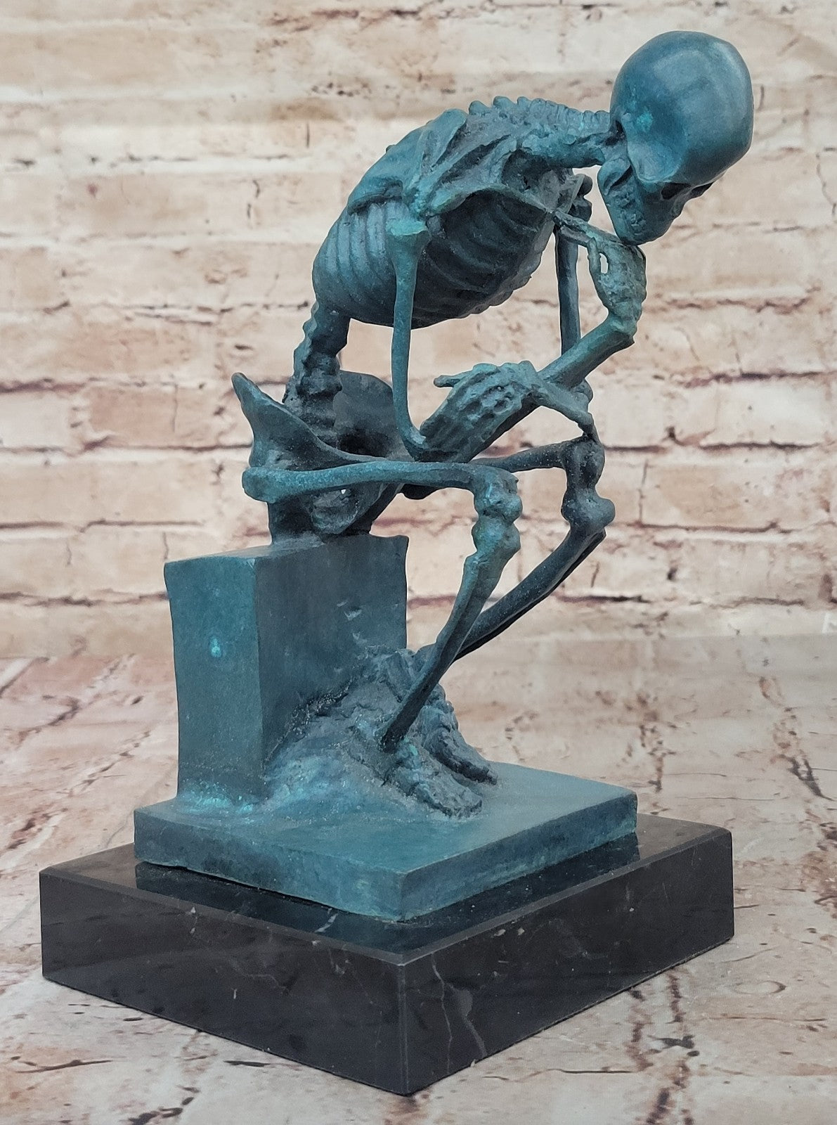Bronze Sculpture Large Skeleton Halloween Home Office Decoration Figurine Large
