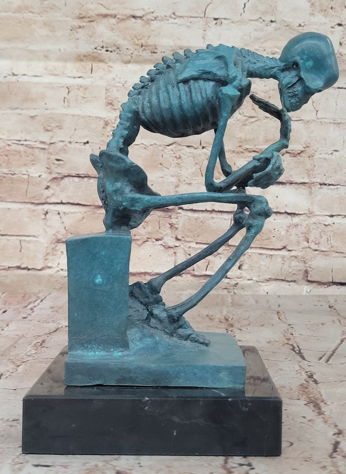 Bronze Sculpture Large Skeleton Halloween Home Office Decoration Figurine Large