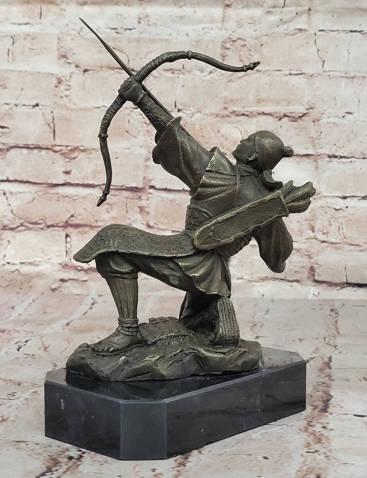 Vintage RARE Signed Kamiko Solid Bronze Samurai Figure Statue Sculpture Deco