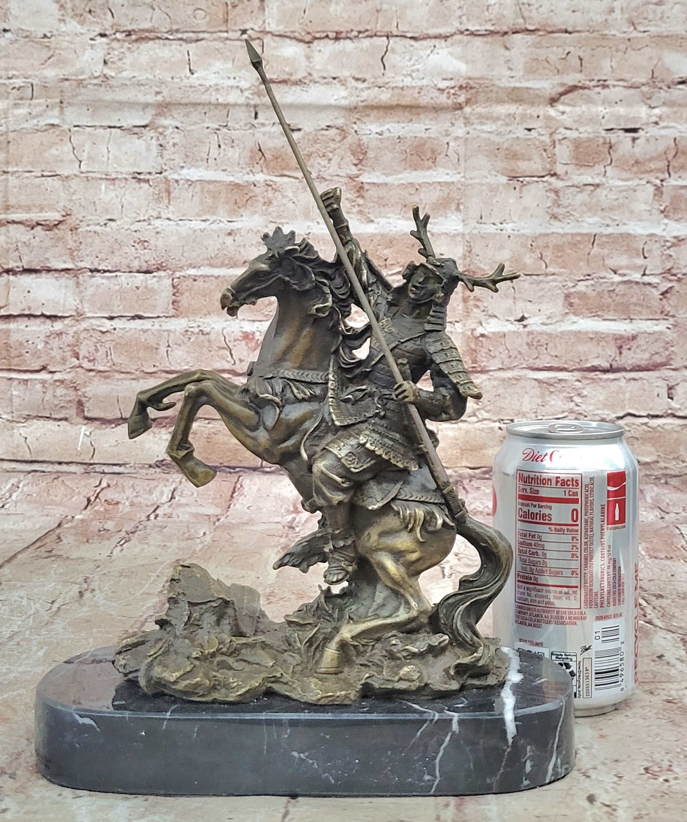 Vintage Bronze HORSE & SAMURAI WARRIOR Statue Cloisonne Japanese SIGNED Artwork