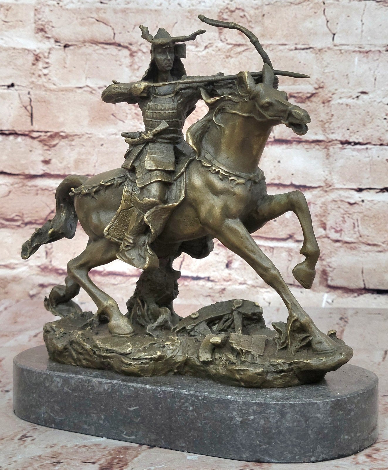 Japanese Bronze of a Samurai on Horseback Meiji Sculpture Signed No Reserve SALE