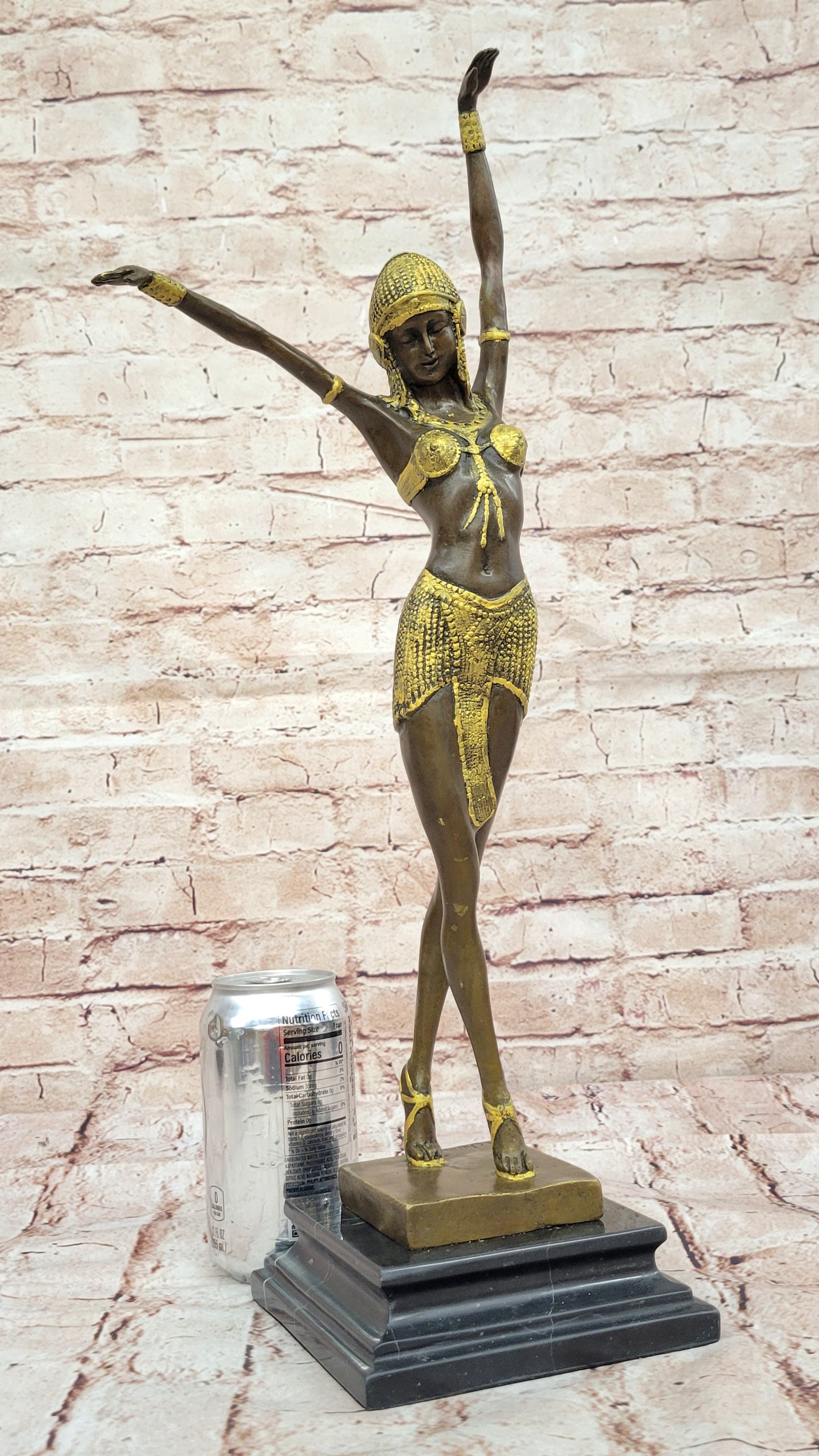 20" TALL CHIPARUS DANCER LOST WAX BRONZE SCULPTURE HAND MADE FIGURINE ART Deco