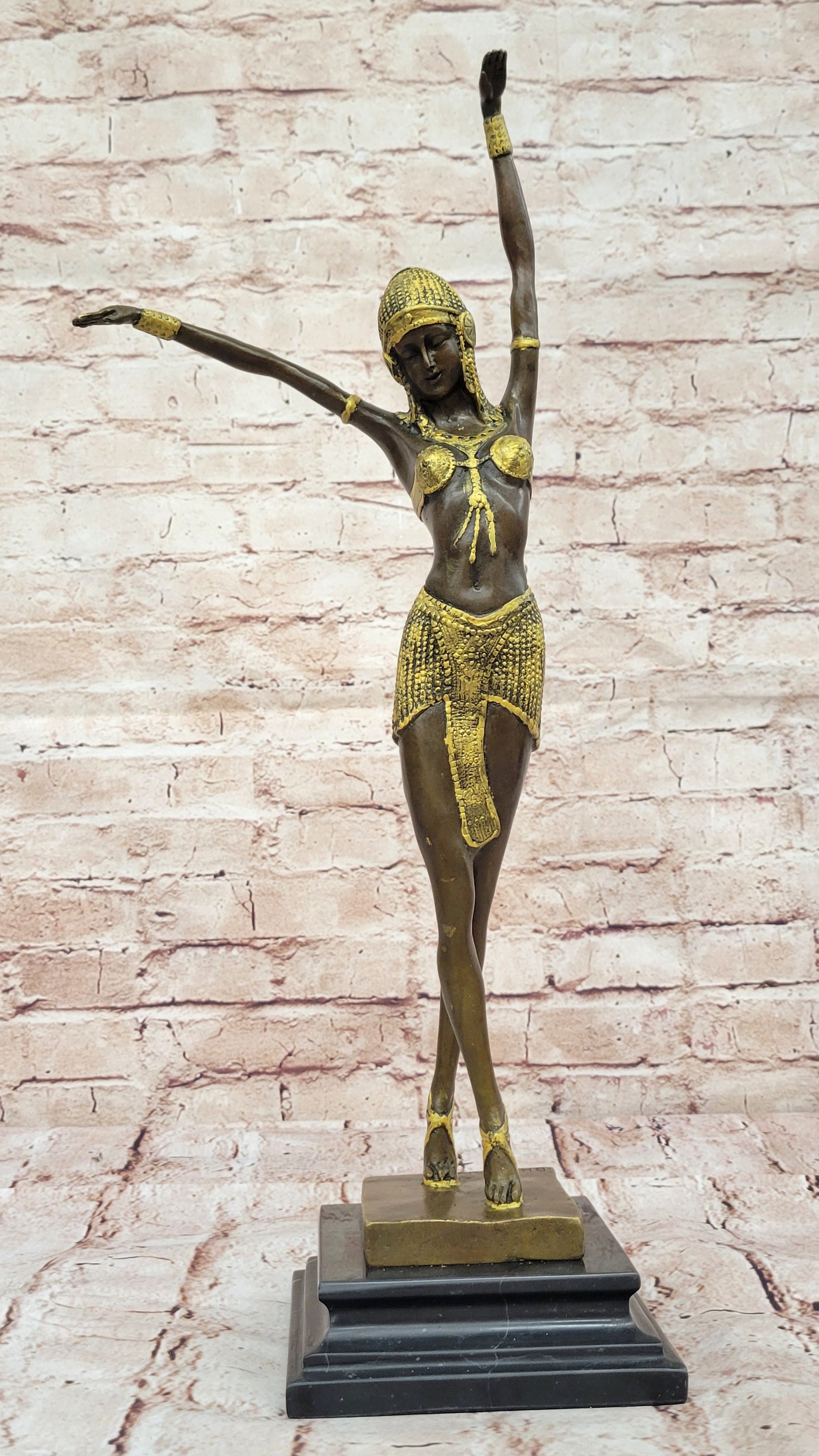 20" TALL CHIPARUS DANCER LOST WAX BRONZE SCULPTURE HAND MADE FIGURINE ART Deco