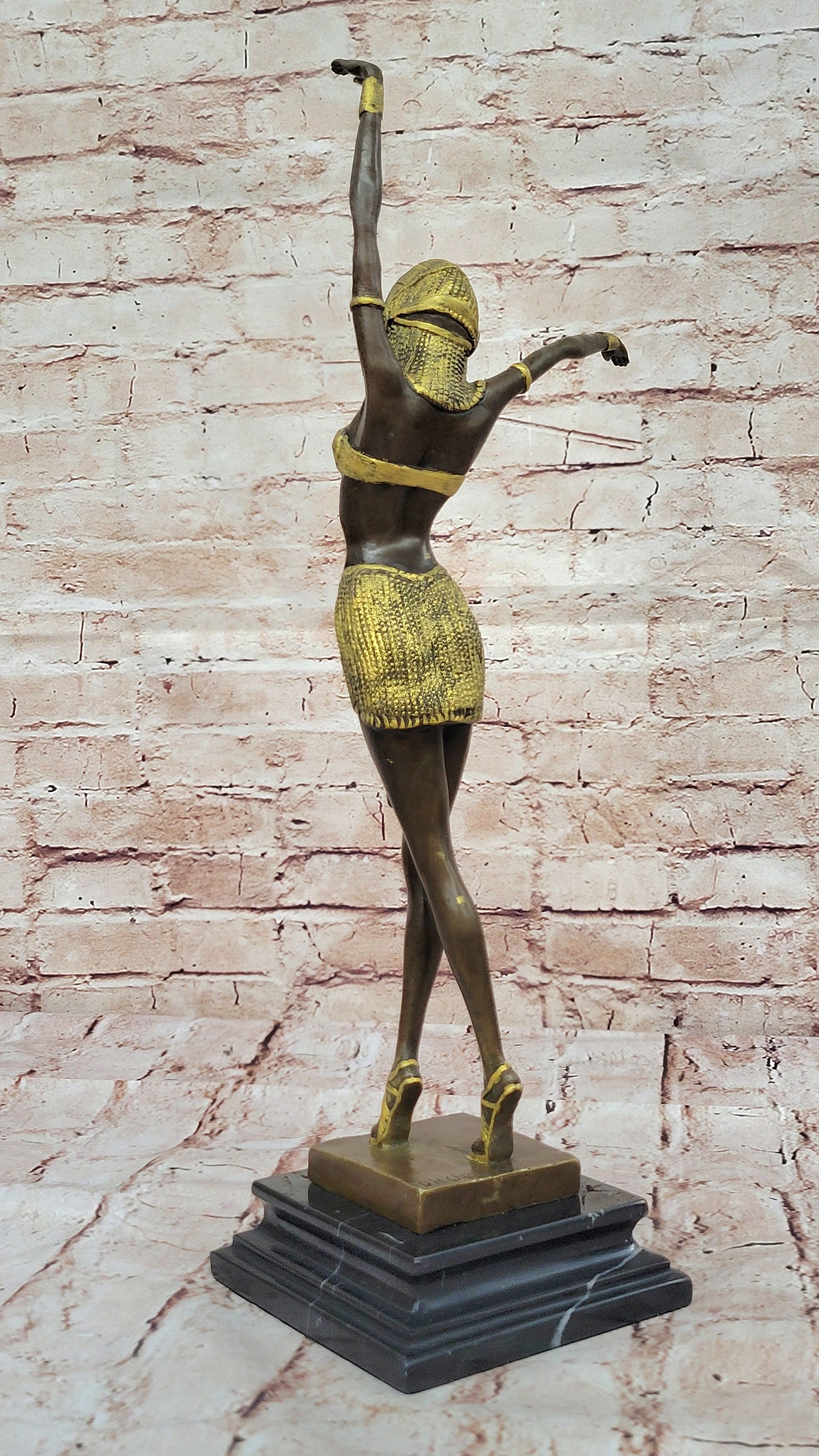 20" TALL CHIPARUS DANCER LOST WAX BRONZE SCULPTURE HAND MADE FIGURINE ART Deco