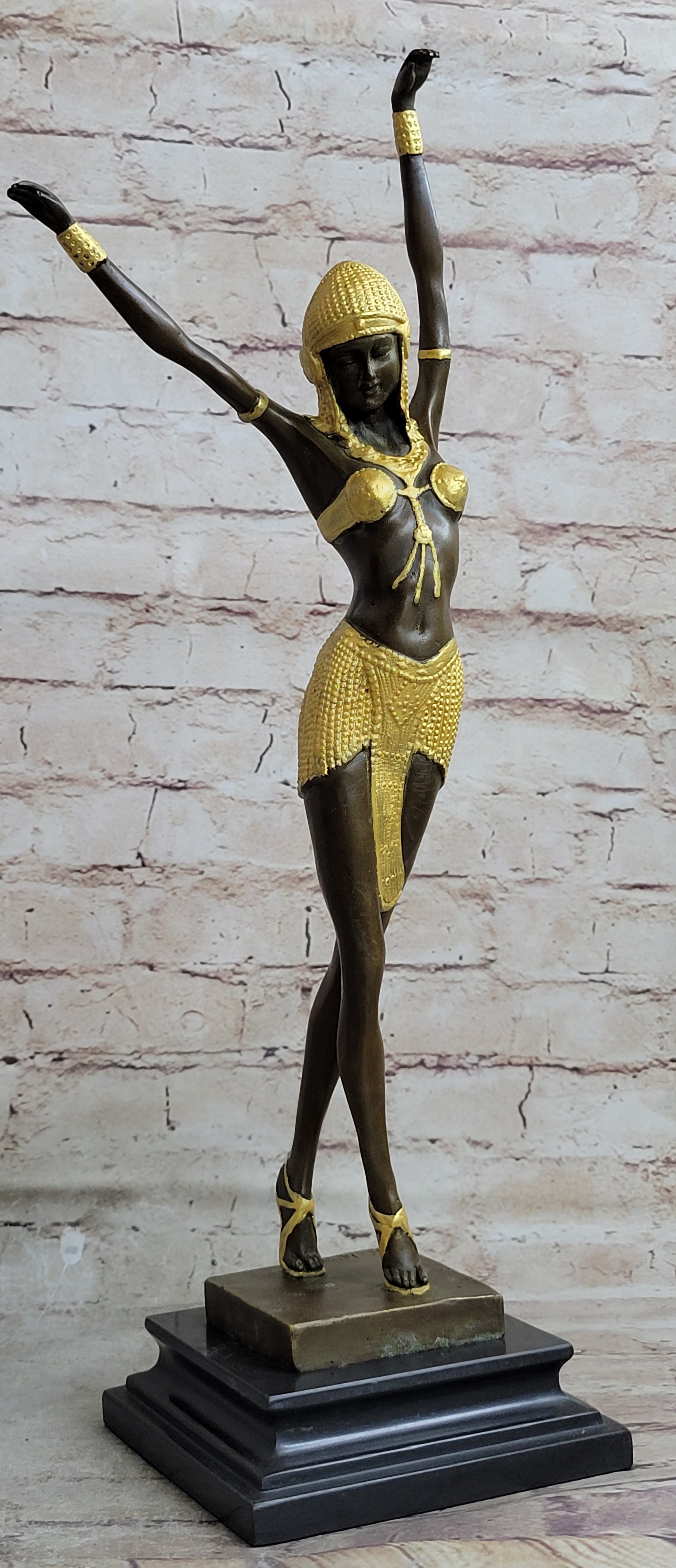 20" TALL CHIPARUS DANCER LOST WAX BRONZE SCULPTURE HAND MADE FIGURINE ART Deco