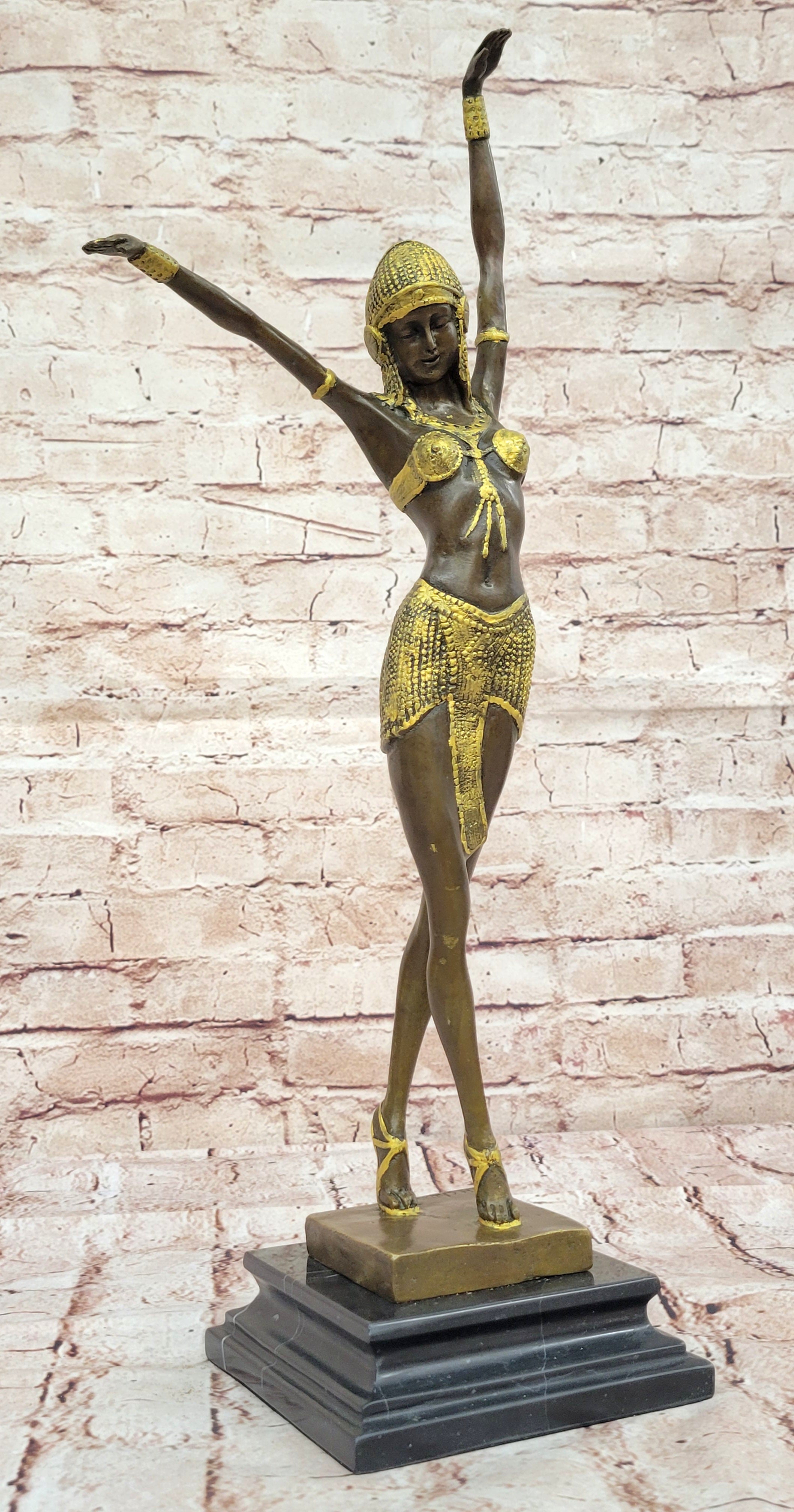 20" TALL CHIPARUS DANCER LOST WAX BRONZE SCULPTURE HAND MADE FIGURINE ART Deco