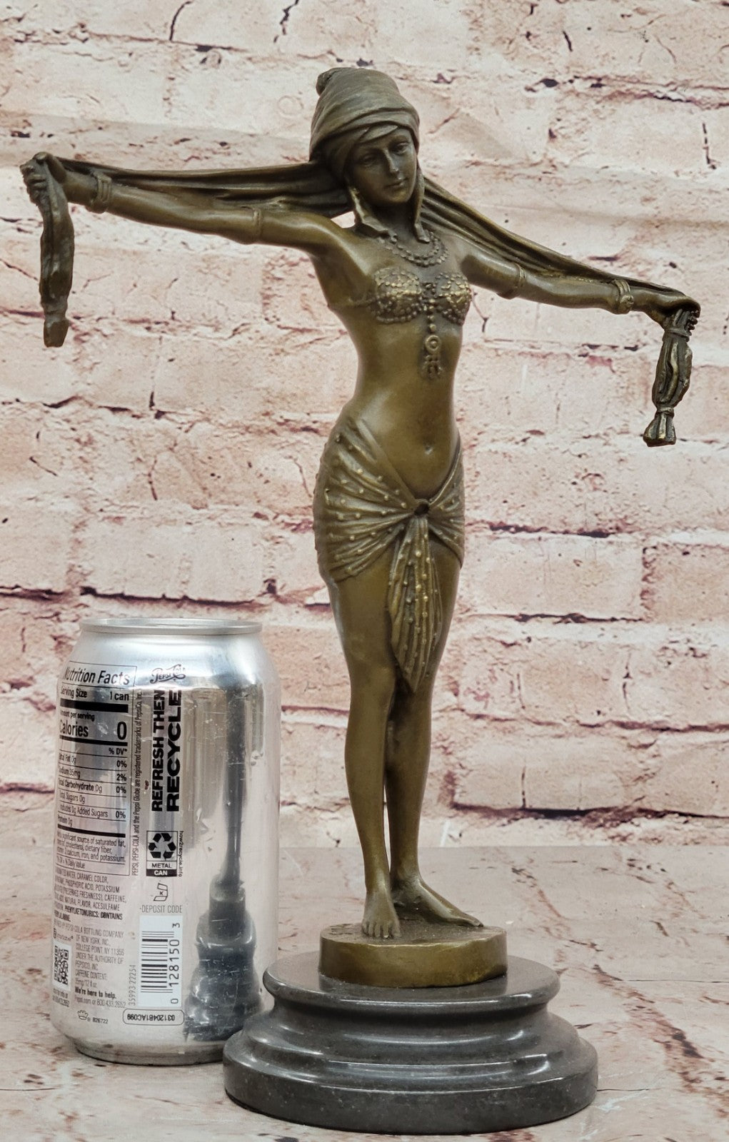 Handcrafted bronze sculpture *SALE* Demetrius Chiparus Romanin On Marble Dancer