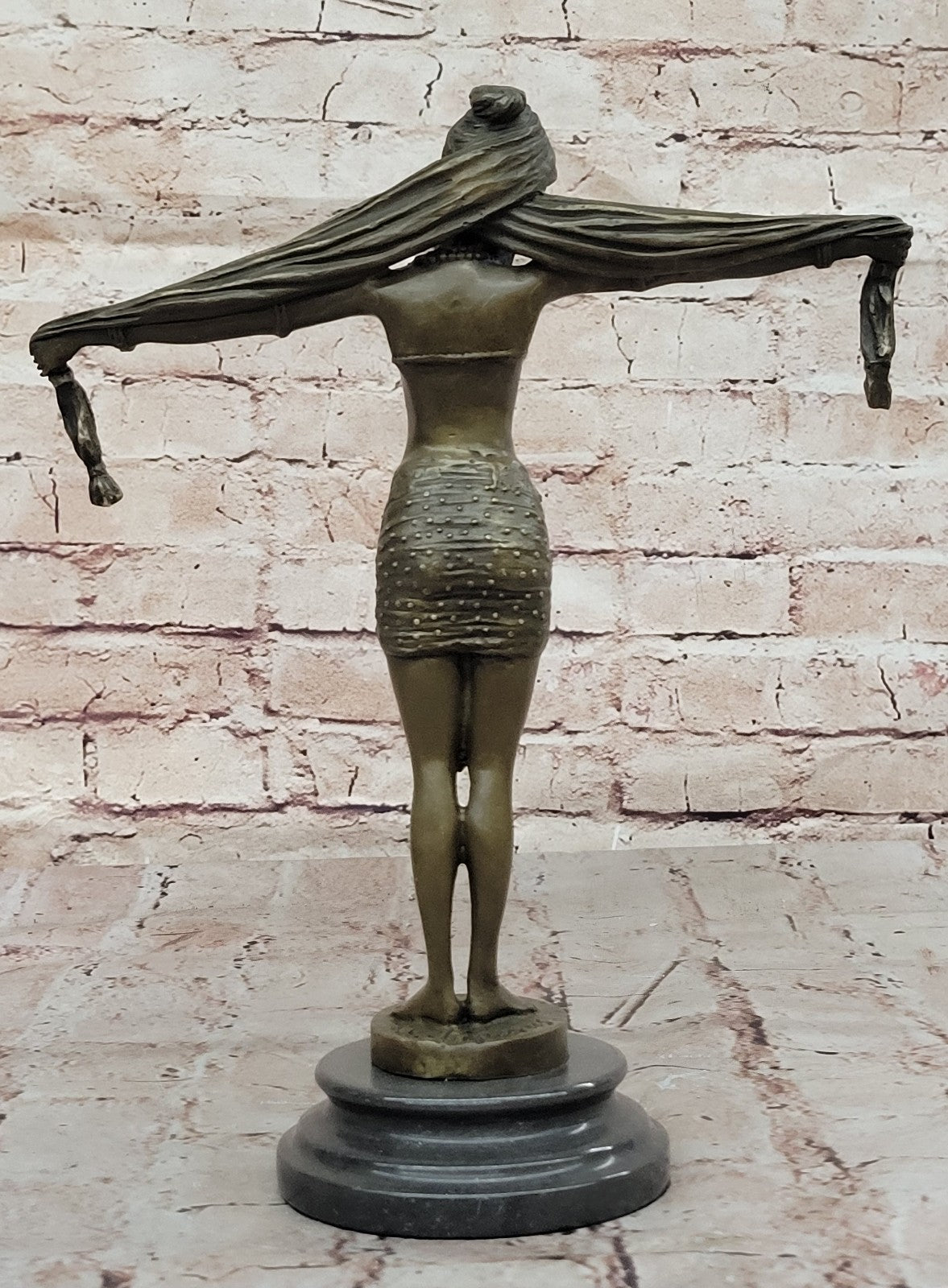 Handcrafted bronze sculpture *SALE* Demetrius Chiparus Romanin On Marble Dancer
