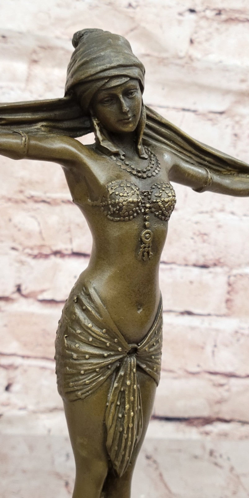 Handcrafted bronze sculpture *SALE* Demetrius Chiparus Romanin On Marble Dancer