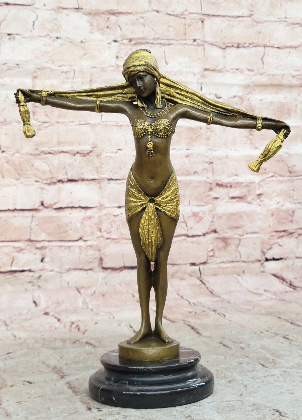 Handcrafted bronze sculpture SALE Dancer Marble On Romanin Chiparus Demetrius