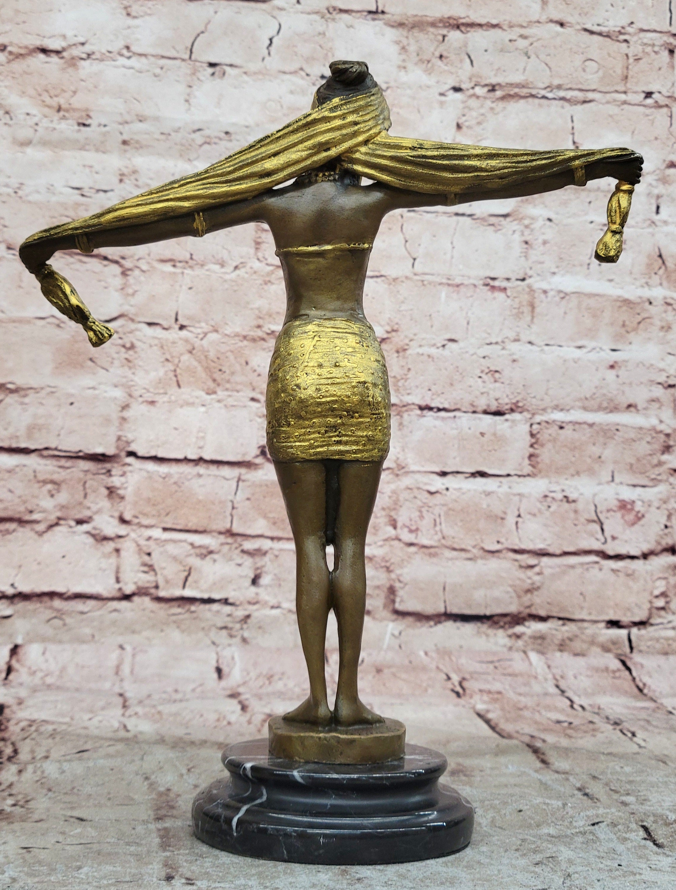 Handcrafted bronze sculpture SALE Dancer Marble On Romanin Chiparus Demetrius