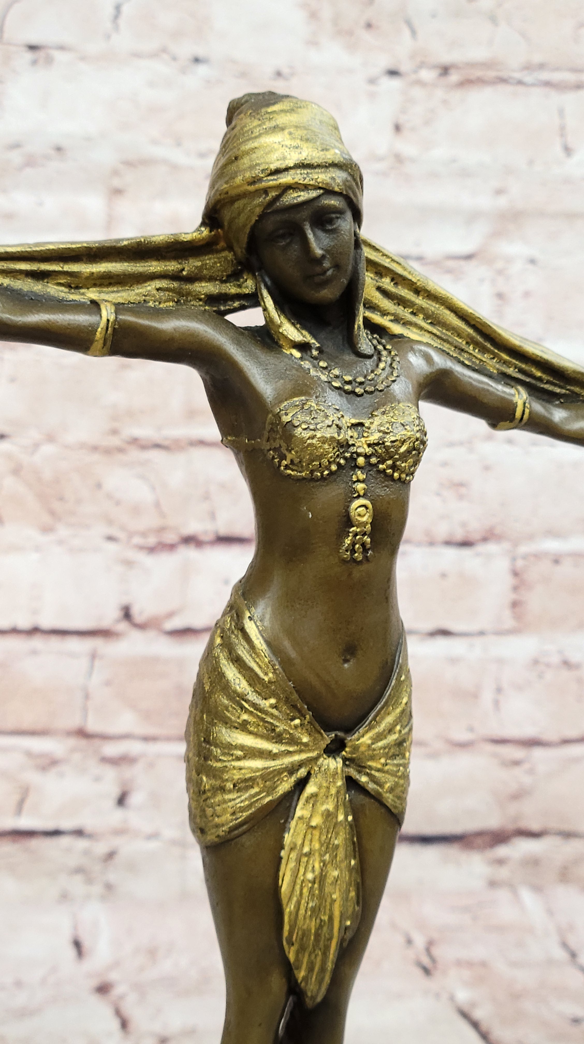 Handcrafted bronze sculpture SALE Dancer Marble On Romanin Chiparus Demetrius