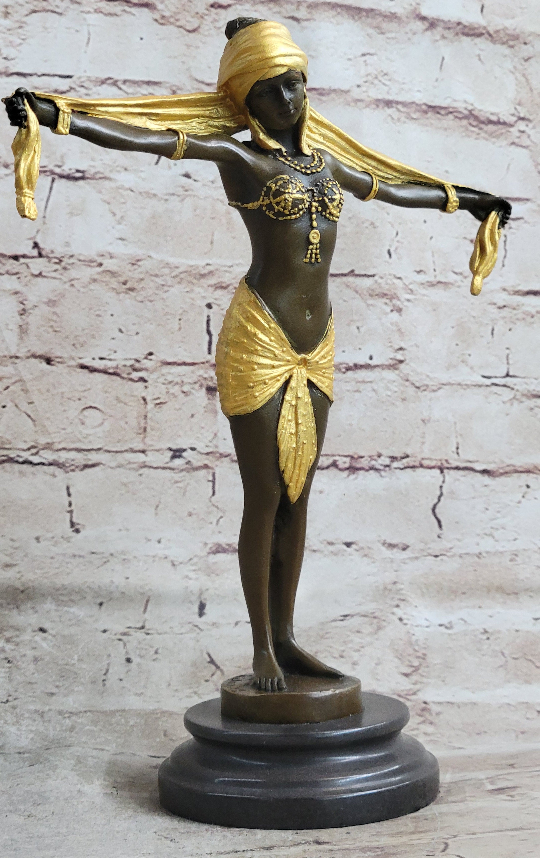 Handcrafted bronze sculpture SALE Dancer Marble On Romanin Chiparus Demetrius