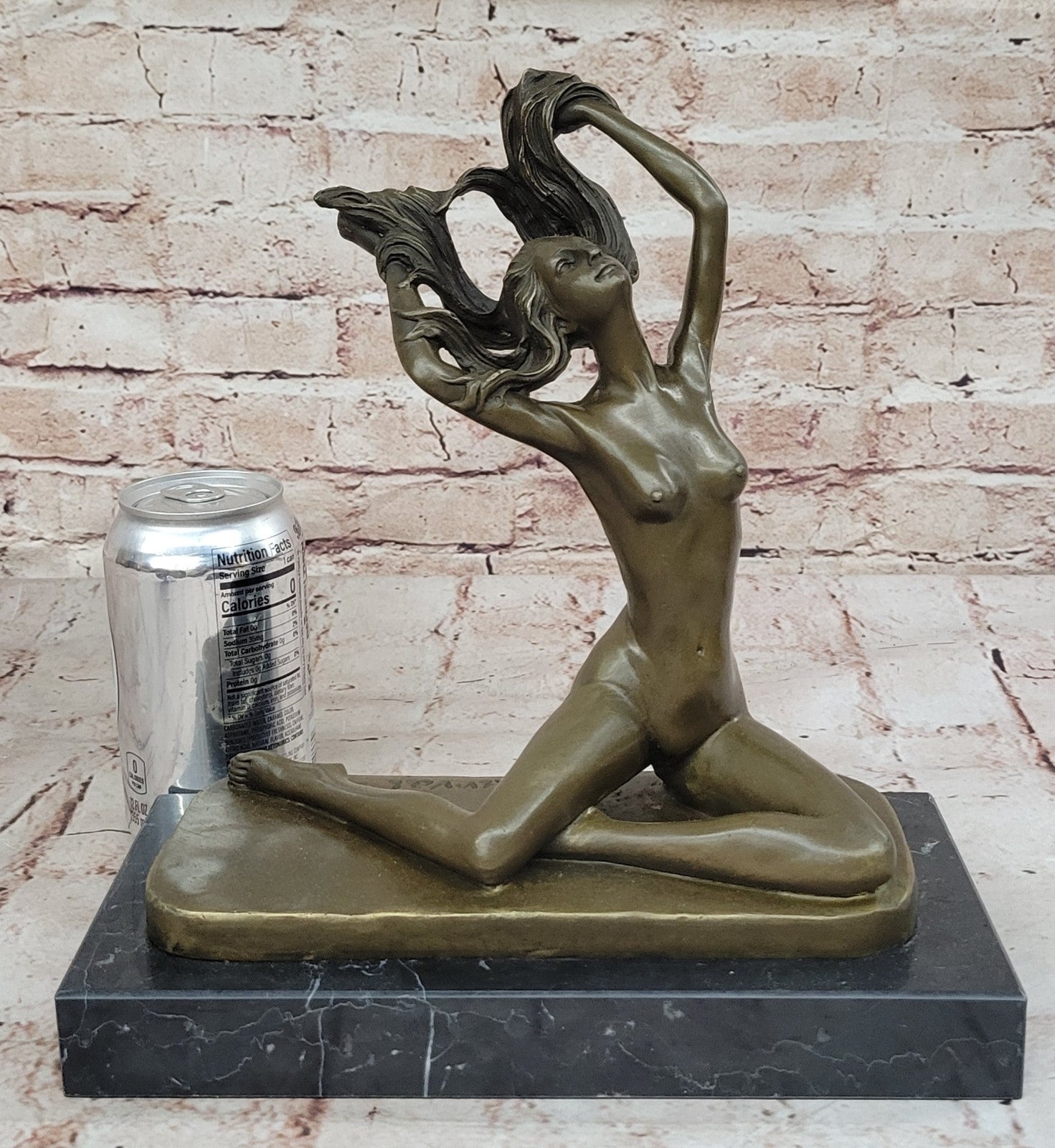 Signed MIRVAL SOLID PURE BRONZE SCULPTURE EROTIC NUDE FEMALE NO RESERVE STATUE
